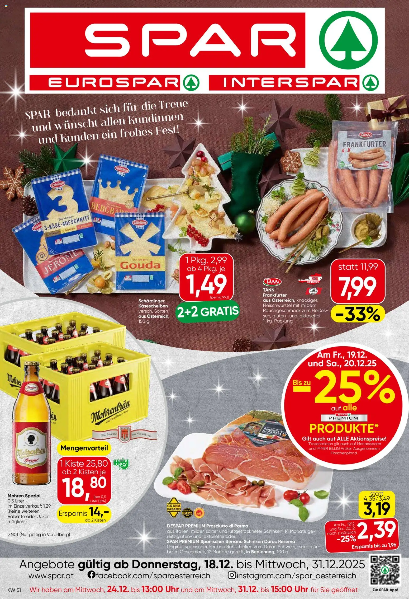 Spar Flublatt - Vorarlberg gültig ab 18.12.2025 | Seite: 1 | Produkte: Uhr, Schinken