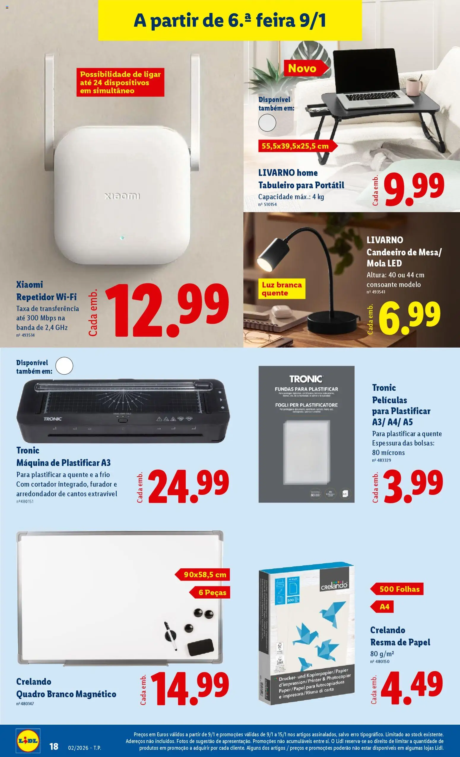 Lidl Novidades │ válido de 05.01.2026 | Página: 18 | Produtos: Candeeiro, Cortador, Quadro, Laptop