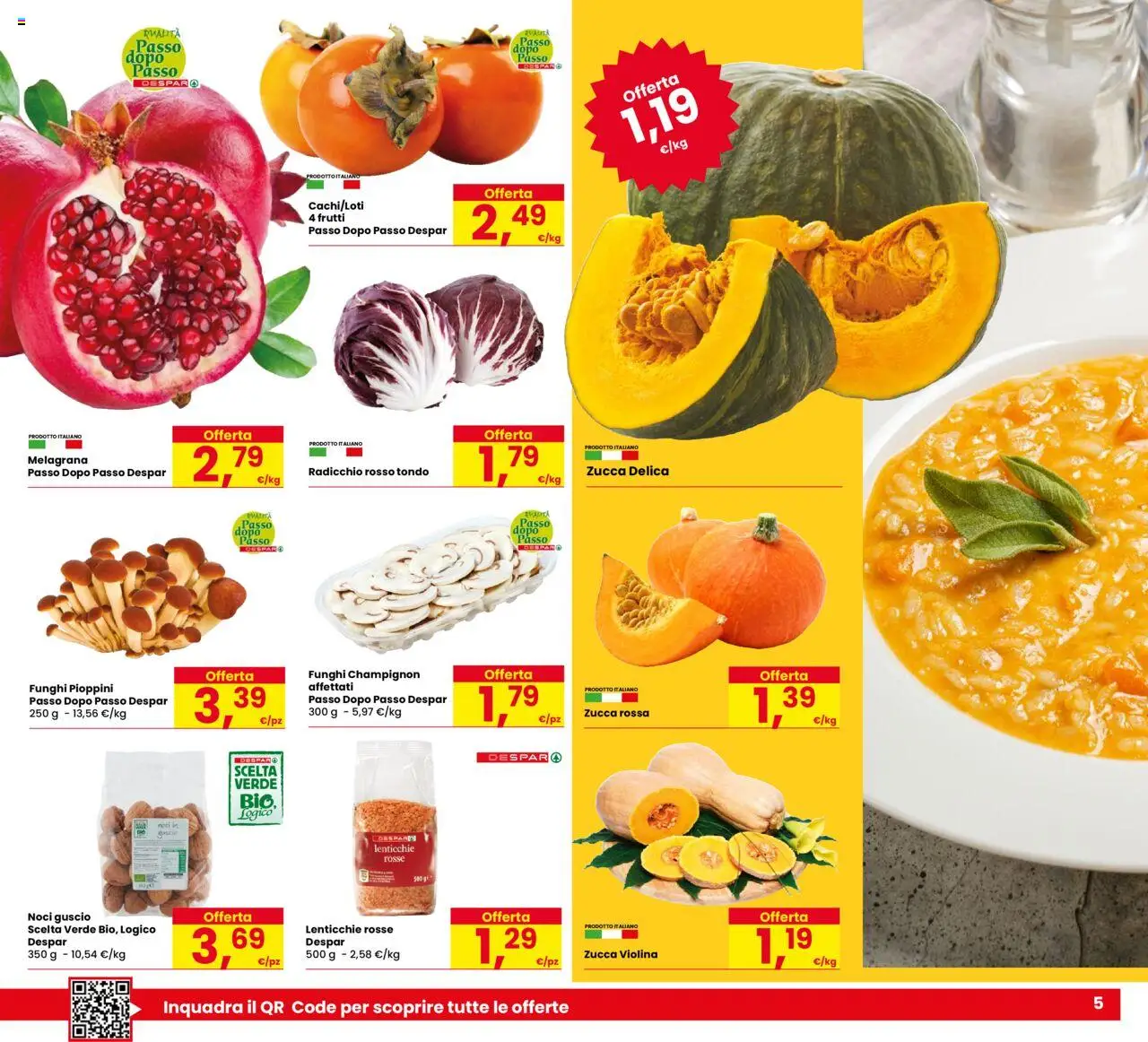 Volantino Despar del 16.10.2025 | Pagina: 5 | Prodotti: Lenticchie, Noci, Funghi, Zucca