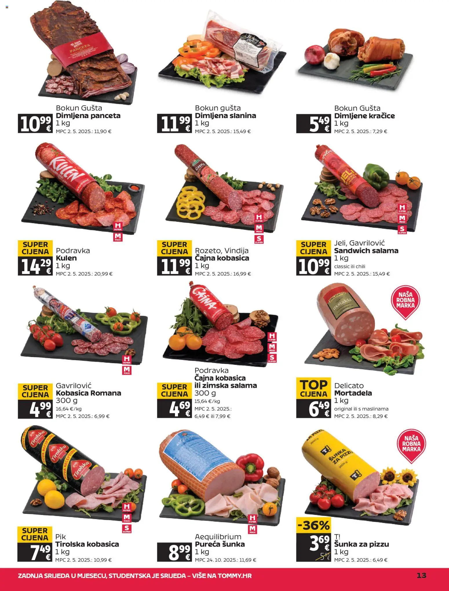 Tommy katalog | vrijedi od 20.11.2025 | Stranica: 13 | Proizvodi: Vindija, Podravka, Slanina, Panceta