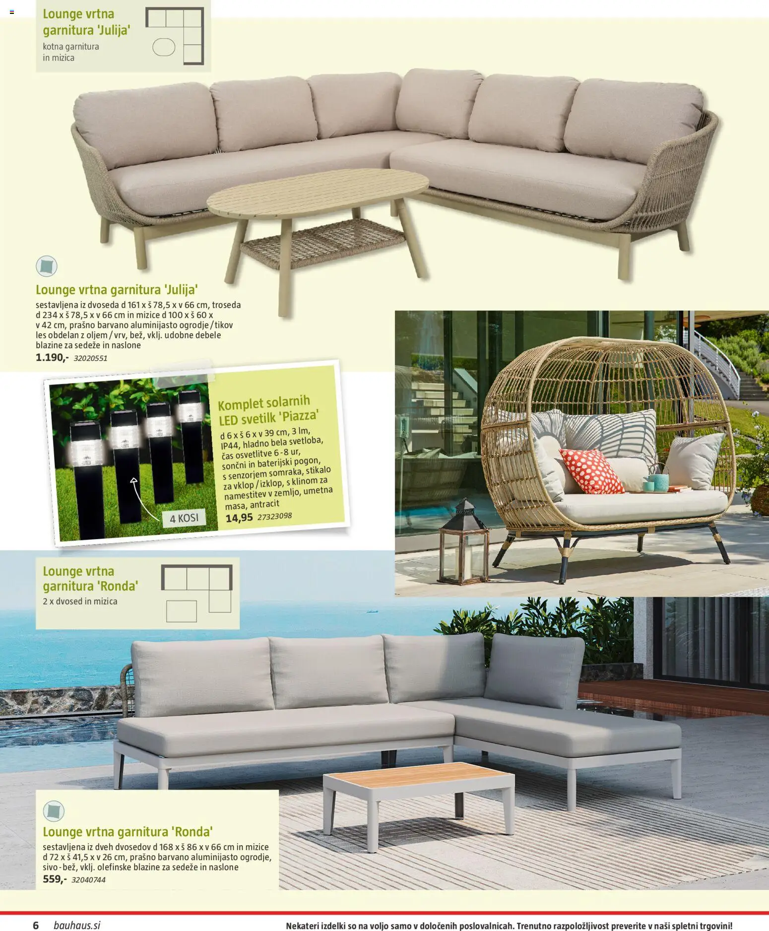 Novi Bauhaus katalog ponudbe – veljaven od 22.04.2026 | Stran: 6 | Izdelki: Vrtna garnitura, Mizica, Dvosed