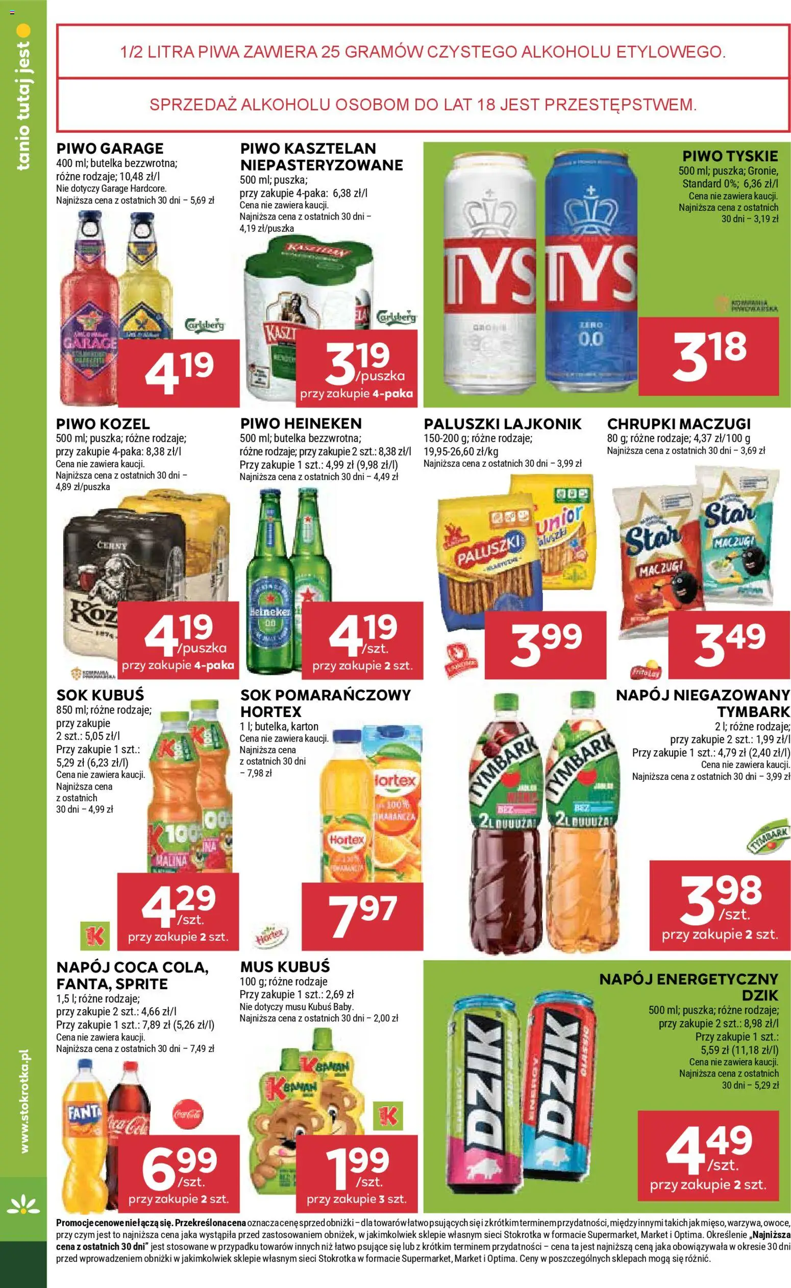 Stokrotka Gazetka od 26.02.2026 | Strona: 42 | Produkty: Paluszki, Sok, Piwo kozel, Owoce