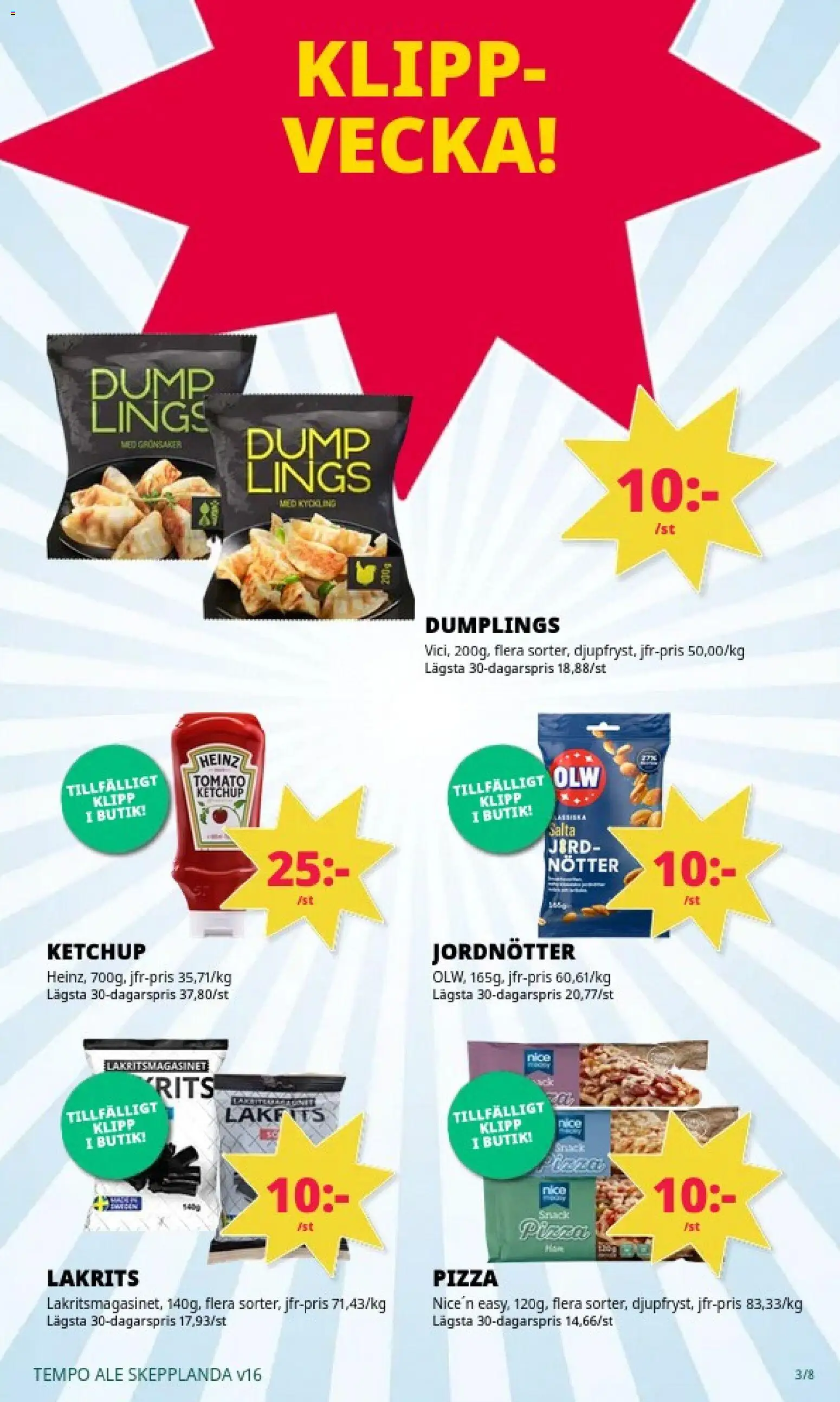 Tempo reklamblad aktuell från 12.04.2026 | Sida: 3 | Produkter: Lakrits, Jordnötter, Ketchup, Nötter