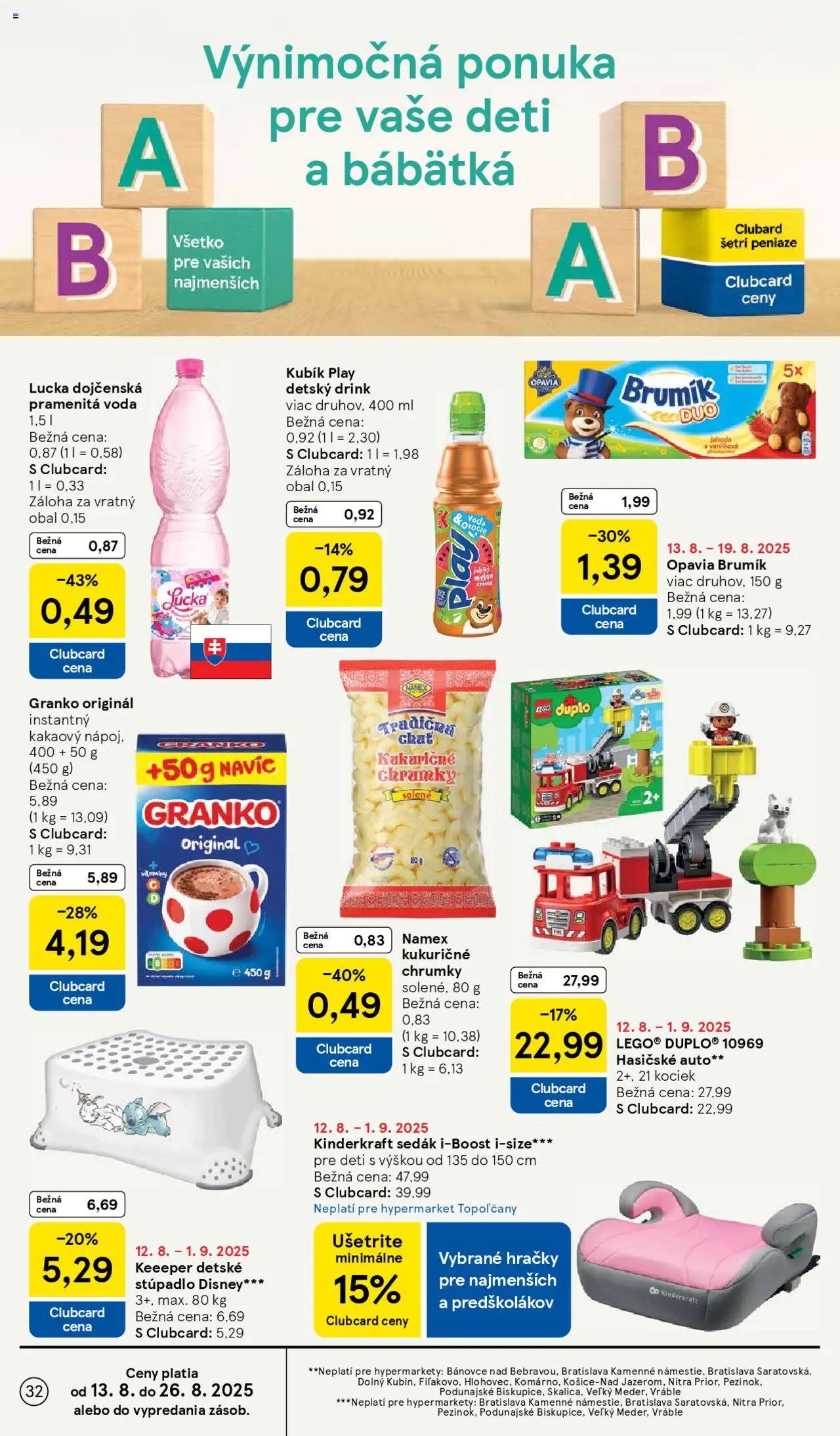 Tesco Hypermarket - leták │ platný od 13.08.2025 | Strana: 32 | Produkty: LEGO, Lucka, Hračky, Granko