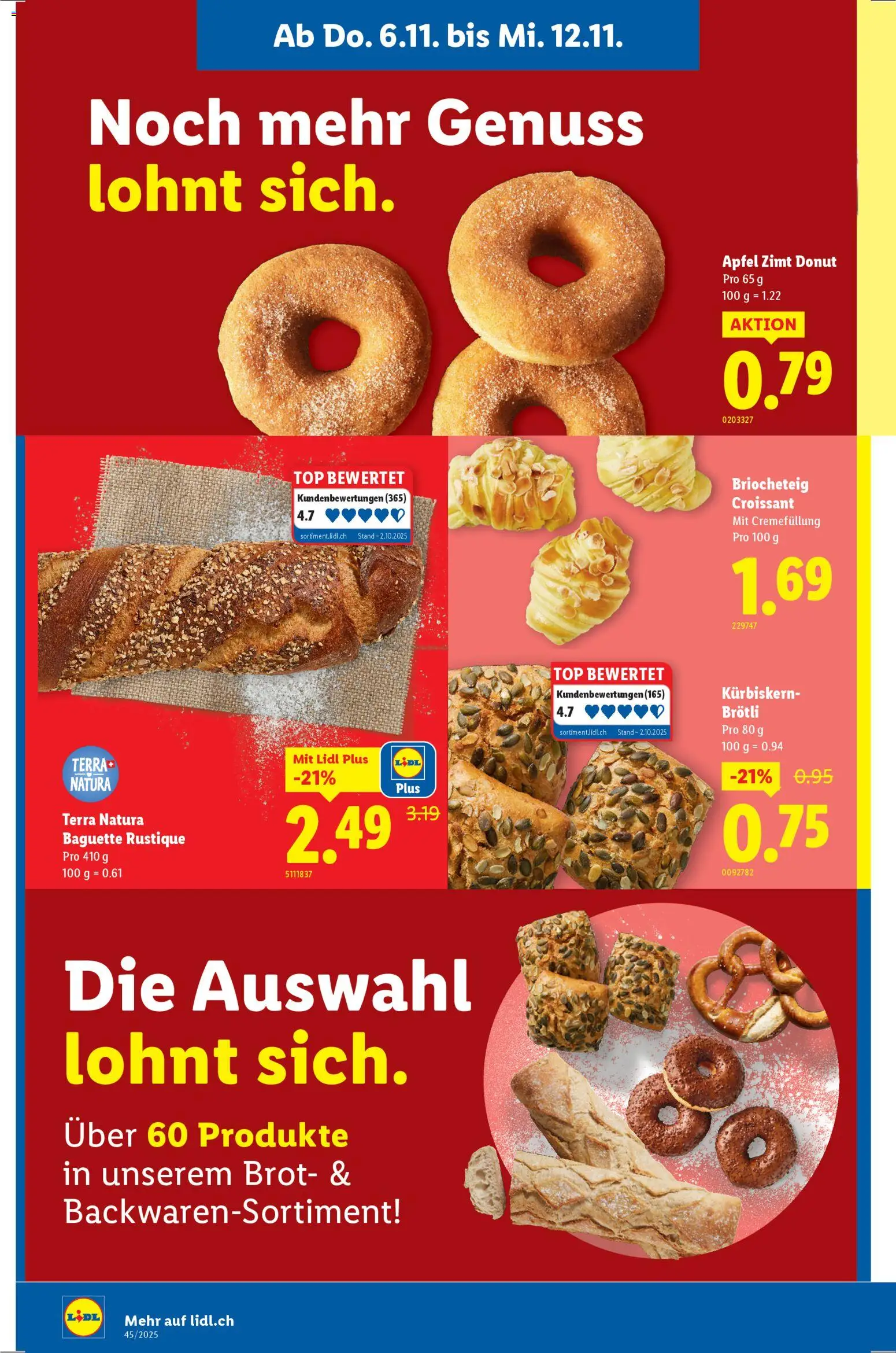 Lidl Aktionen – gültig ab 06.11.2025 | Seite: 6 | Produkte: Baguette, Brot, Äpfel, Top