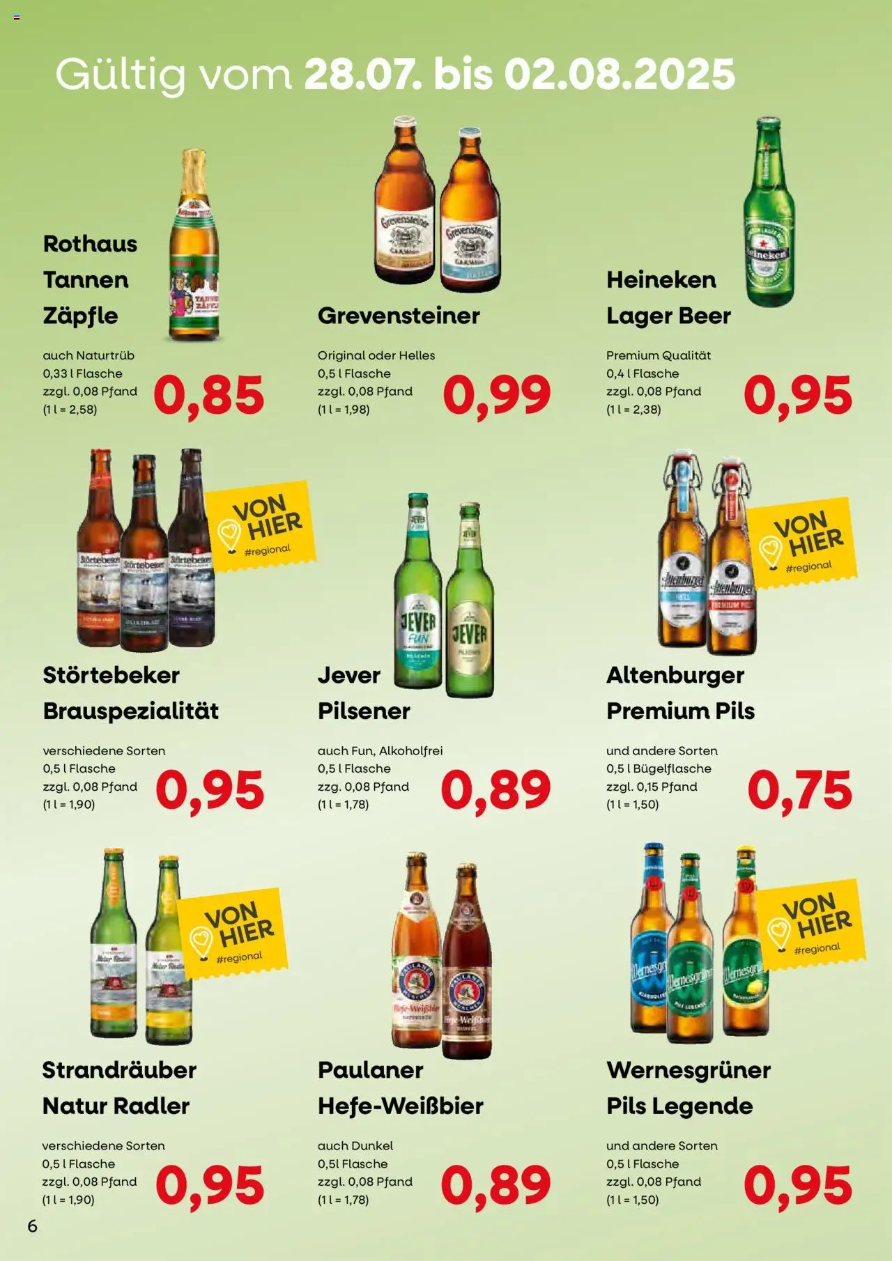 KONSUM Leipzig - Nah. Frisch. Freundlich. - gültig ab dem 28.07.2025 | Seite: 6 | Produkte: Pils, Heineken, Jever, Paulaner