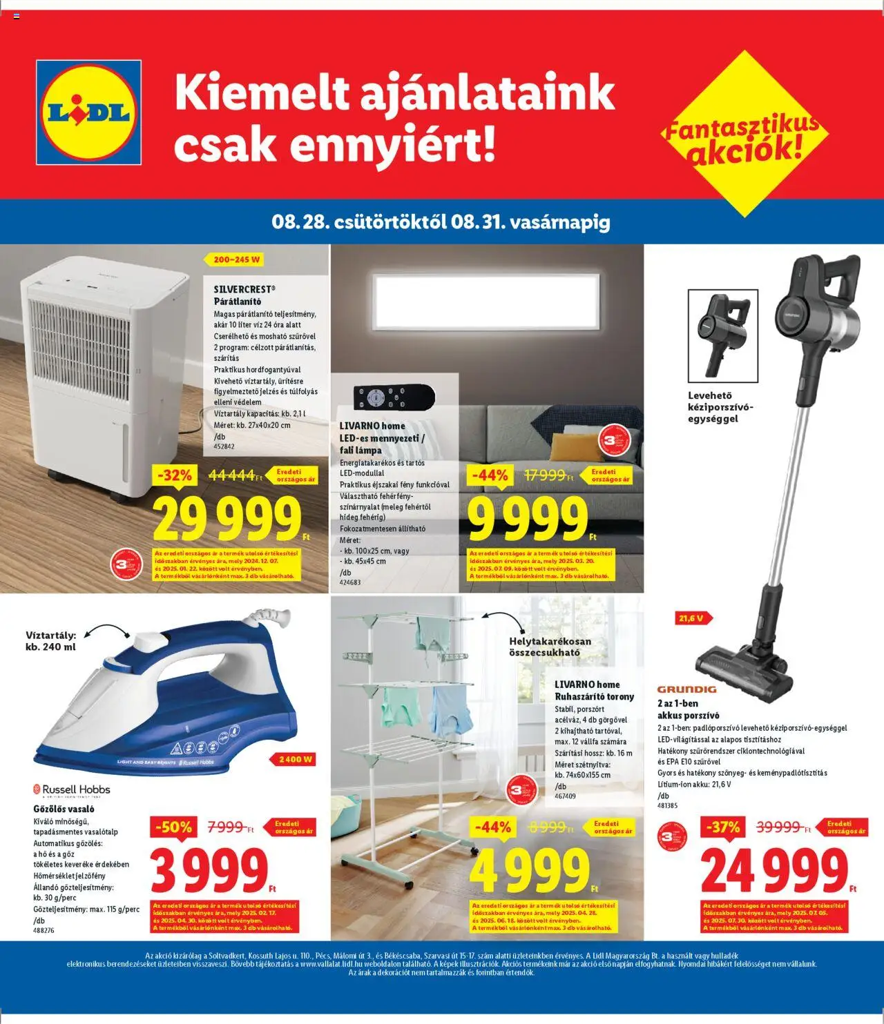 Lidl akciós ujság - amely érvényes a következő dátumtól: 28.08.2025 | Oldal: 4 | Termékek: Akkus porszívó, Szőnyeg, Lámpa, Ruhaszárító