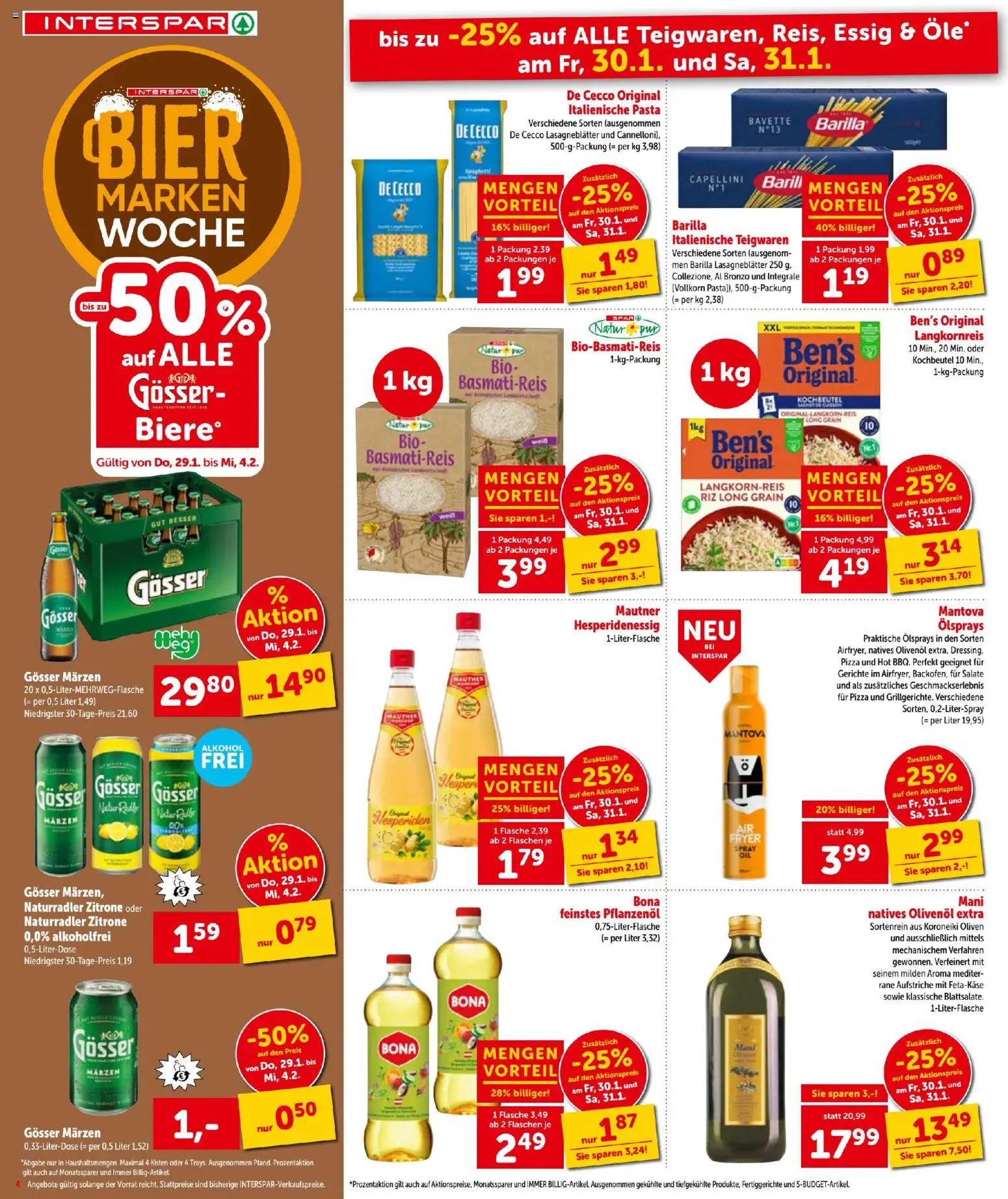 Interspar Flugblatt gültig ab 29.01.2026 | Seite: 4 | Produkte: Fertiggerichte, Szeder, Hajdina liszt, Bier