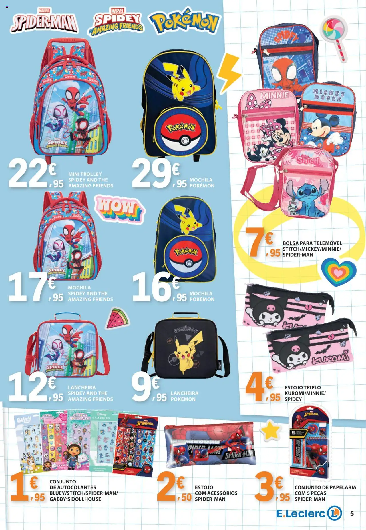 E.Leclerc - Folheto Regresso Aulas │ válido de 05.08.2025 | Página: 5 | Produtos: Mochila, Bolsa, Telemóvel
