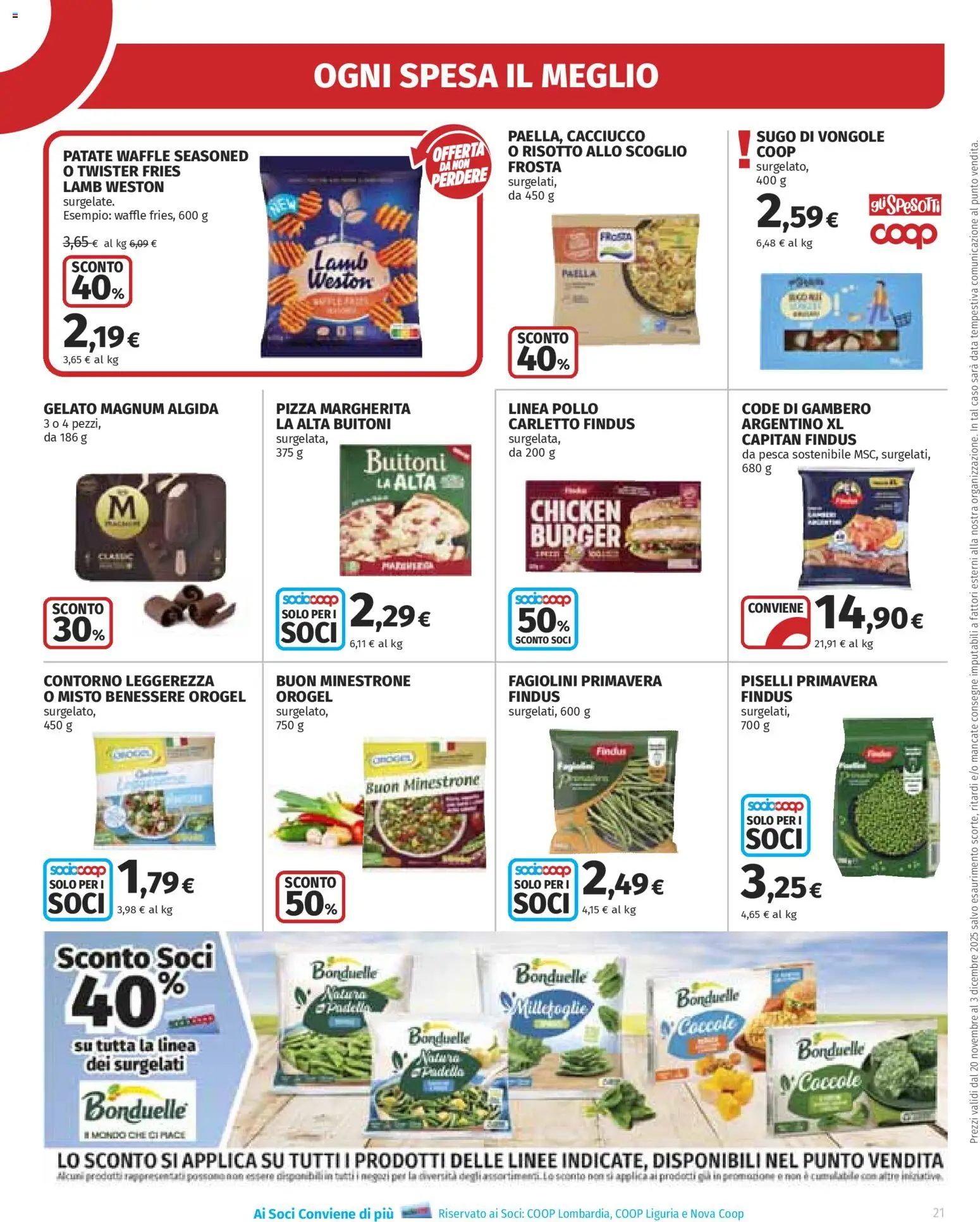 Volantino Ipercoop del 20.11.2025 | Pagina: 21 | Prodotti: Pizza, Patate, Piselli, Fagiolini