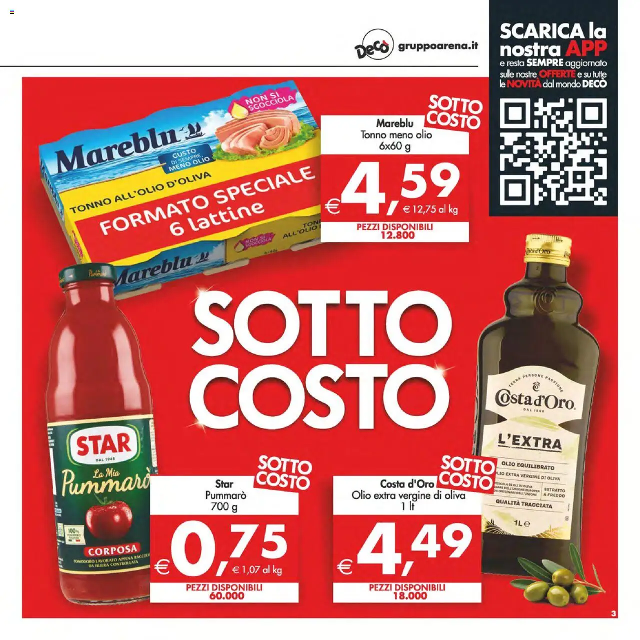 Volantino Decò del 14.10.2025 | Pagina: 3 | Prodotti: Pomodoro, Olio, Tonno, Olio extra vergine