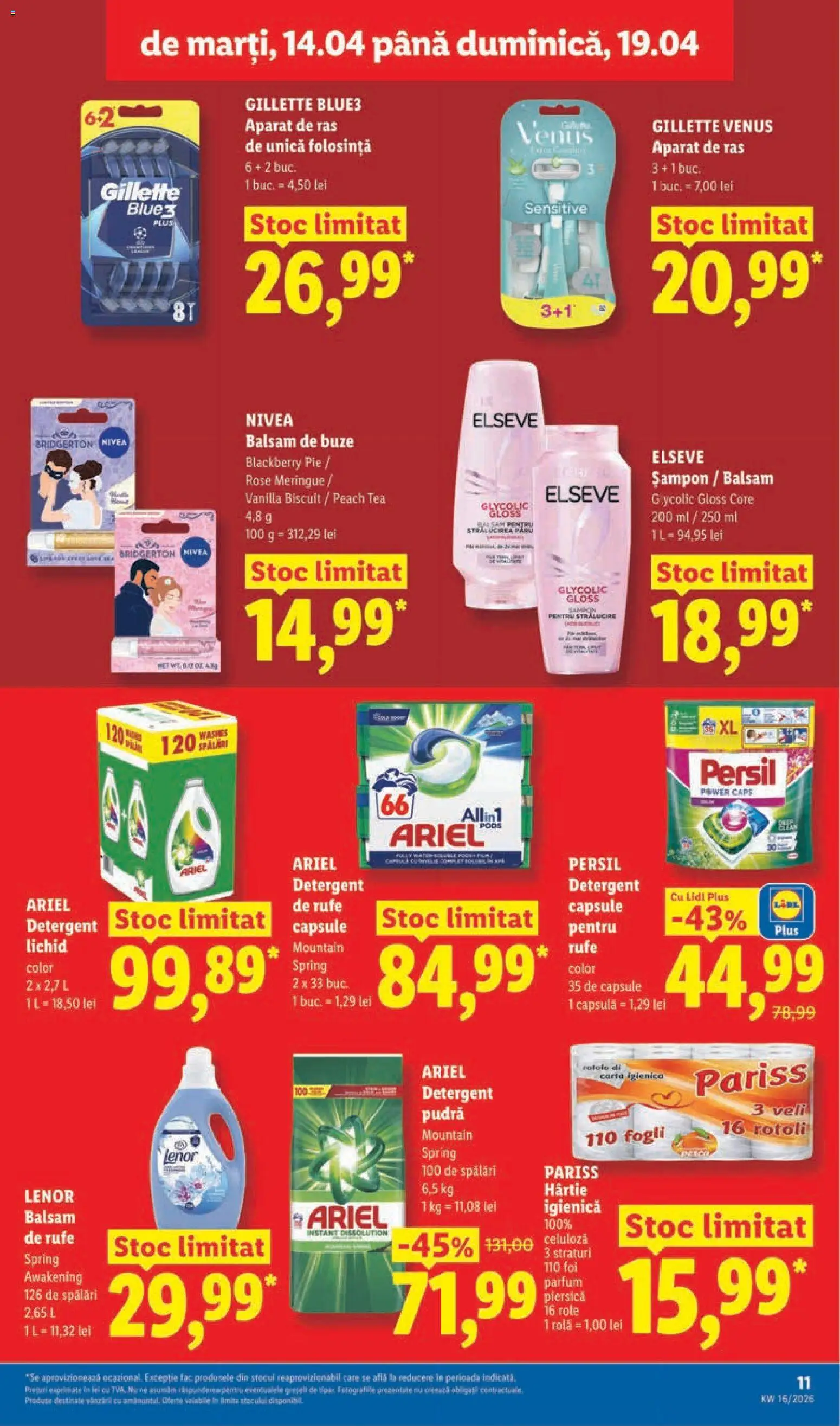 Noul catalog Lidl – valabil de la 14.04.2026 | Pagină: 11 | Produse: Piersică, Role, Parfum, Pudră