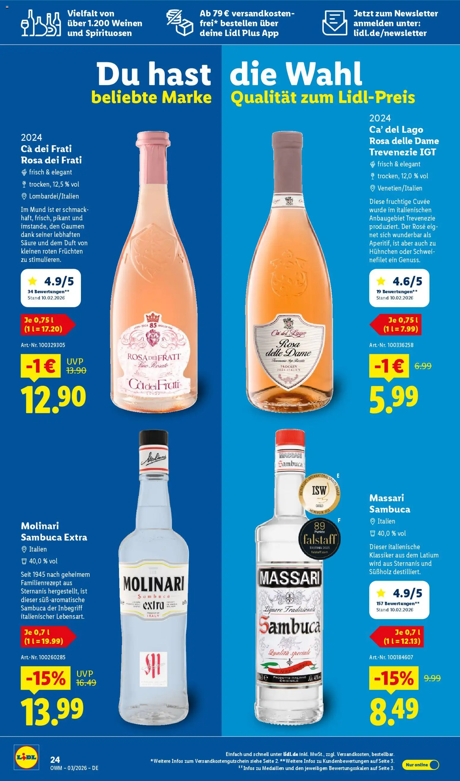 Lidl Německo leták - März od 01.03.2026 | Strana: 24 | Produkty: Sambuca Molinari, Sambuca