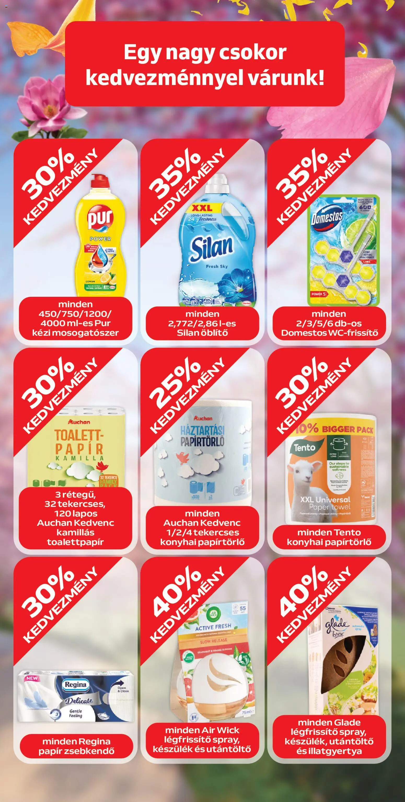 Auchan akciós ujság - amely érvényes a következő dátumtól: 09.04.2026 | Oldal: 3 | Termékek: Papírtörlő, Öblítő, Légfrissítő, Mosogatószer