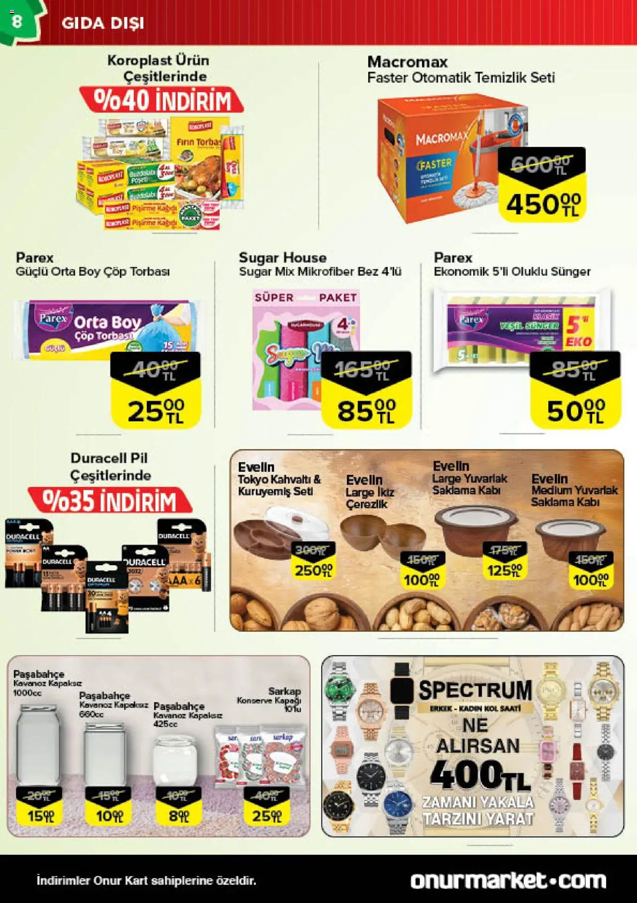 Onur Market Katalog - Bursa - 16.09.2025 tarihinden itibaren geçerlidir | Sayfa: 8 | Ürünler: Çöp torbası, Pil, Fırın