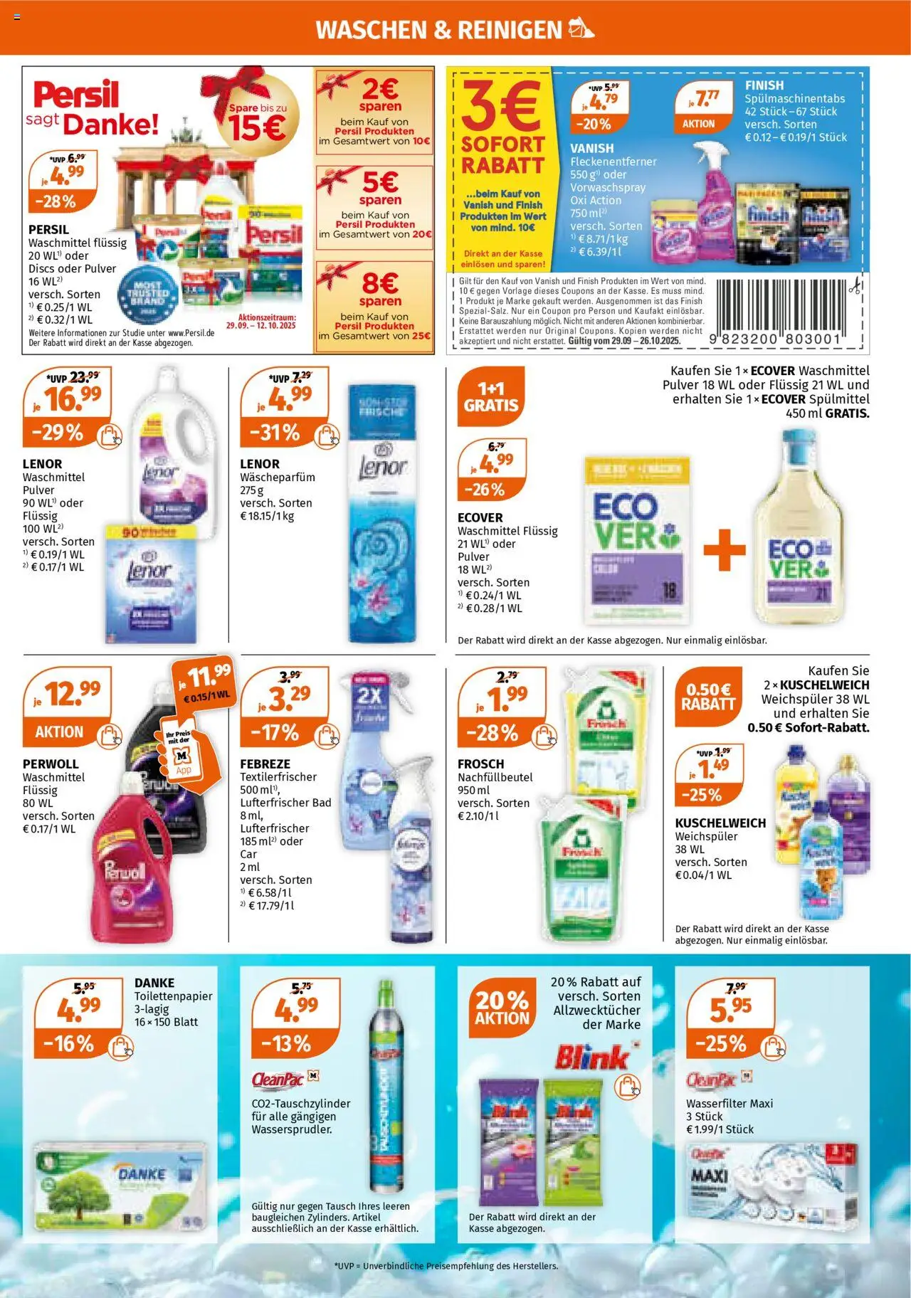 Müller Prospekt 	 – gültig ab 29.09.2025 | Seite: 9 | Produkte: Bad, Fleckenentferner, Spülmaschinentabs, Persil
