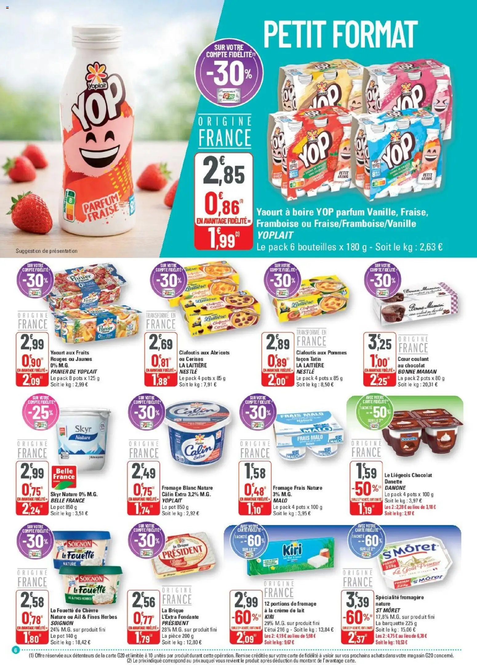 {H1} | Page: 6 | Produits: Fromage blanc nature, Framboise, Lait, Crème