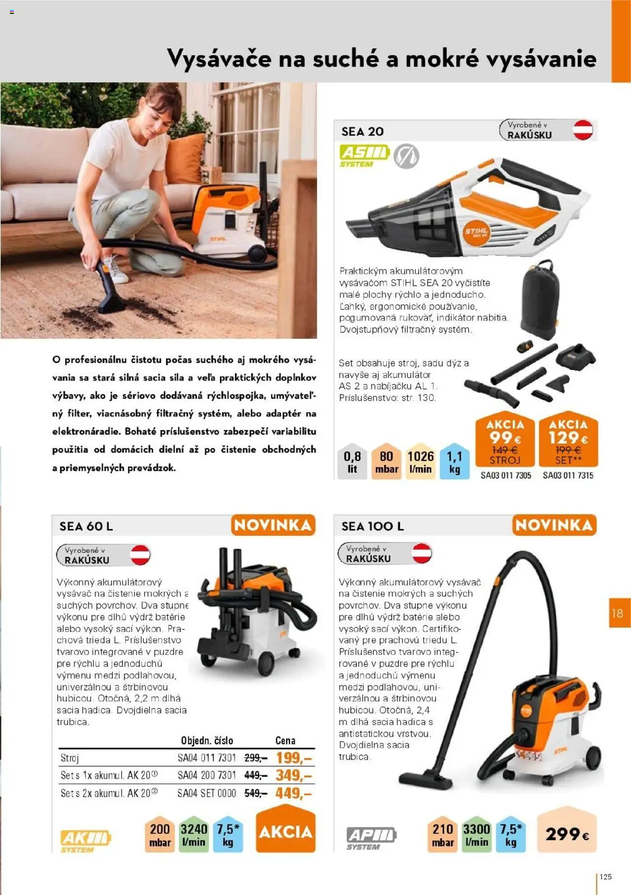 Nové STIHL akcie – leták je platný od 01.04.2025 | Strana: 125 | Produkty: Vysávače, Akumulátor, Vysávač
