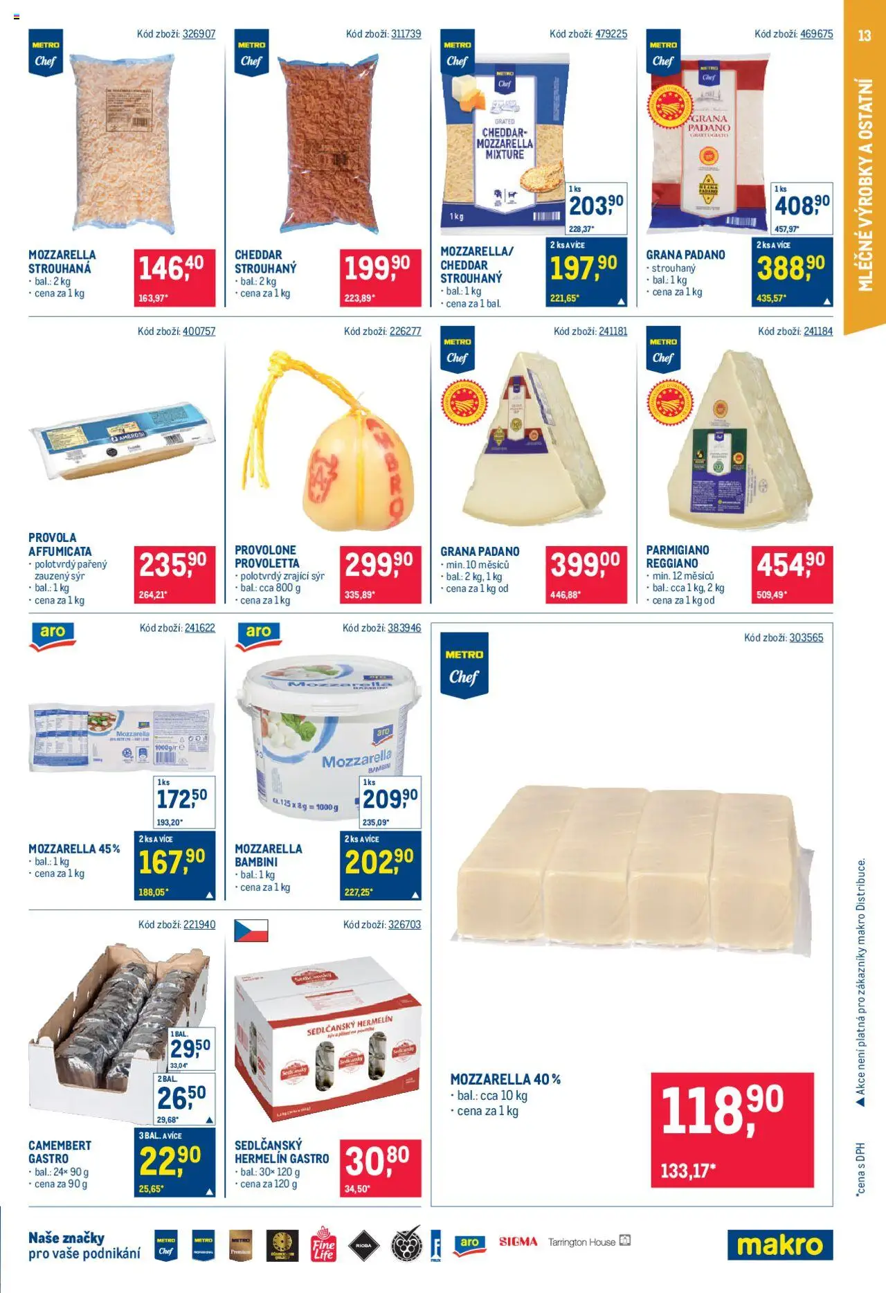Makro leták - Gastronomie od 04.06.2025 | Strana: 13 | Produkty: Sýr, Cheddar, Camembert, Grana Padano
