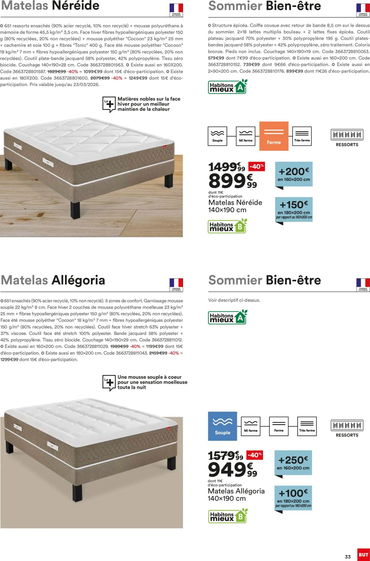 {H1} | Page: 33 | Produits: Couches, Mousse, Matelas, Sommier