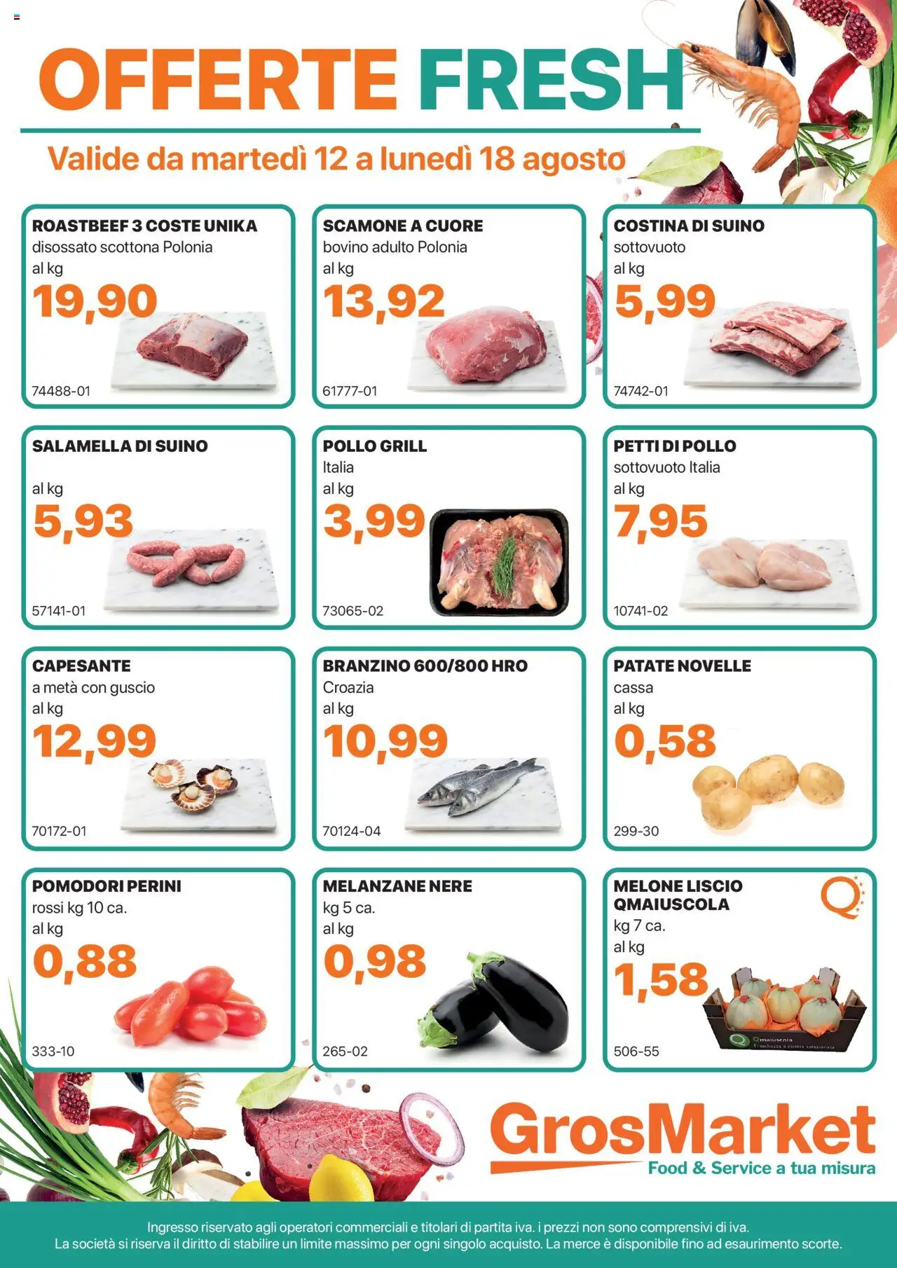 Volantino Sogegross del 12.08.2025 | Pagina: 1 | Prodotti: Bovino, Pollo, Patate, Suino
