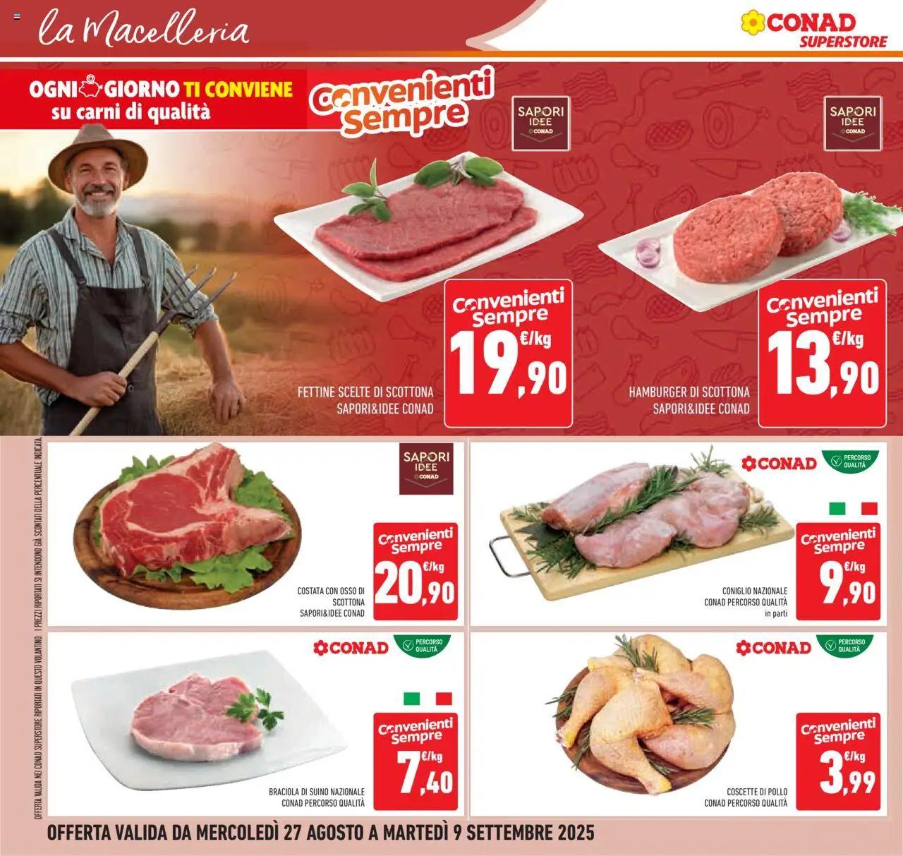 Volantino Conad del 27.08.2025 | Pagina: 10 | Prodotti: Pollo, Suino, Hamburger