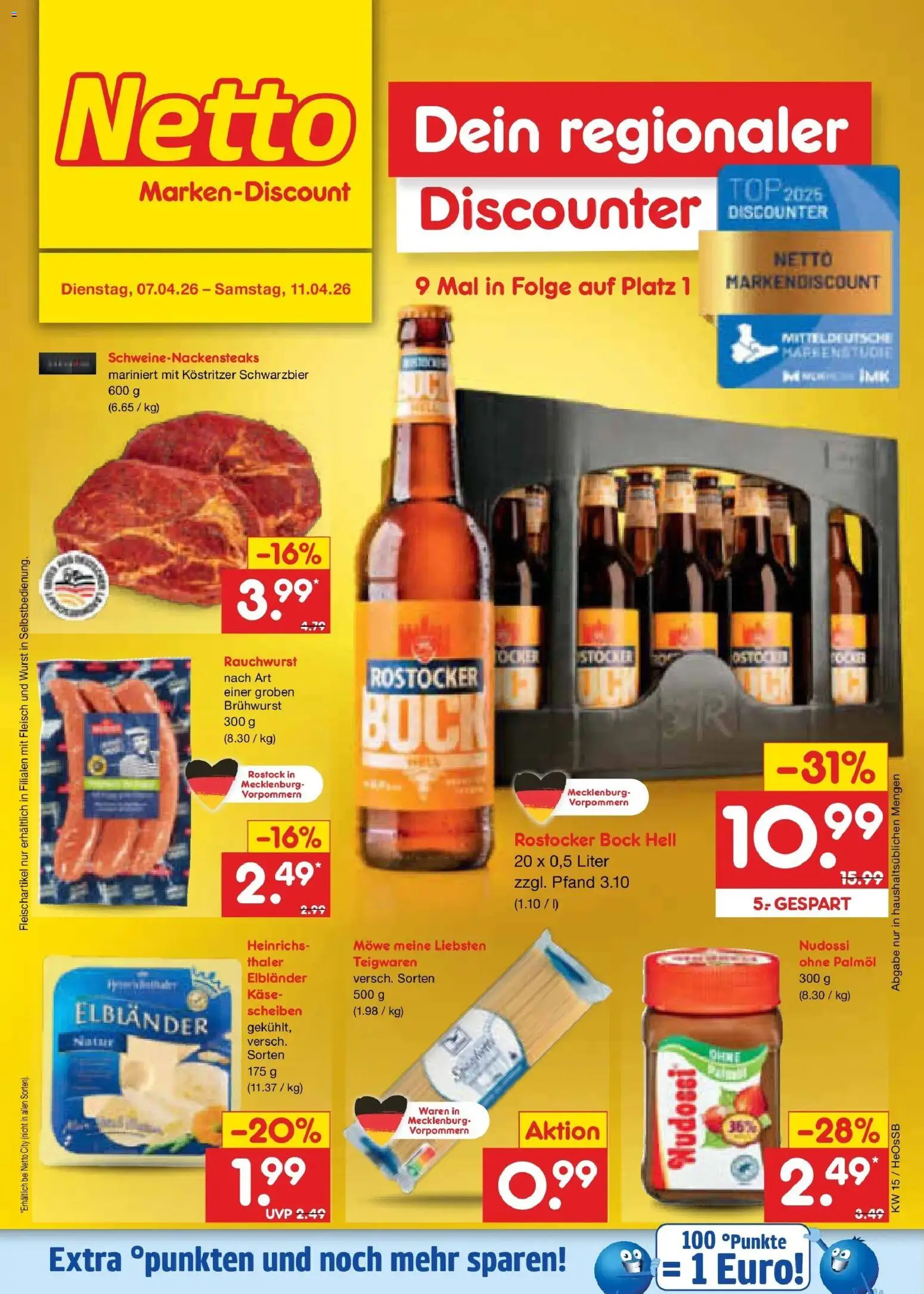 Netto Marken-Discount Prospekt Kröpelin	 – gültig ab 05.04.2026 | Seite: 24 | Produkte: Top, Käse, Kostritzer, Wurst