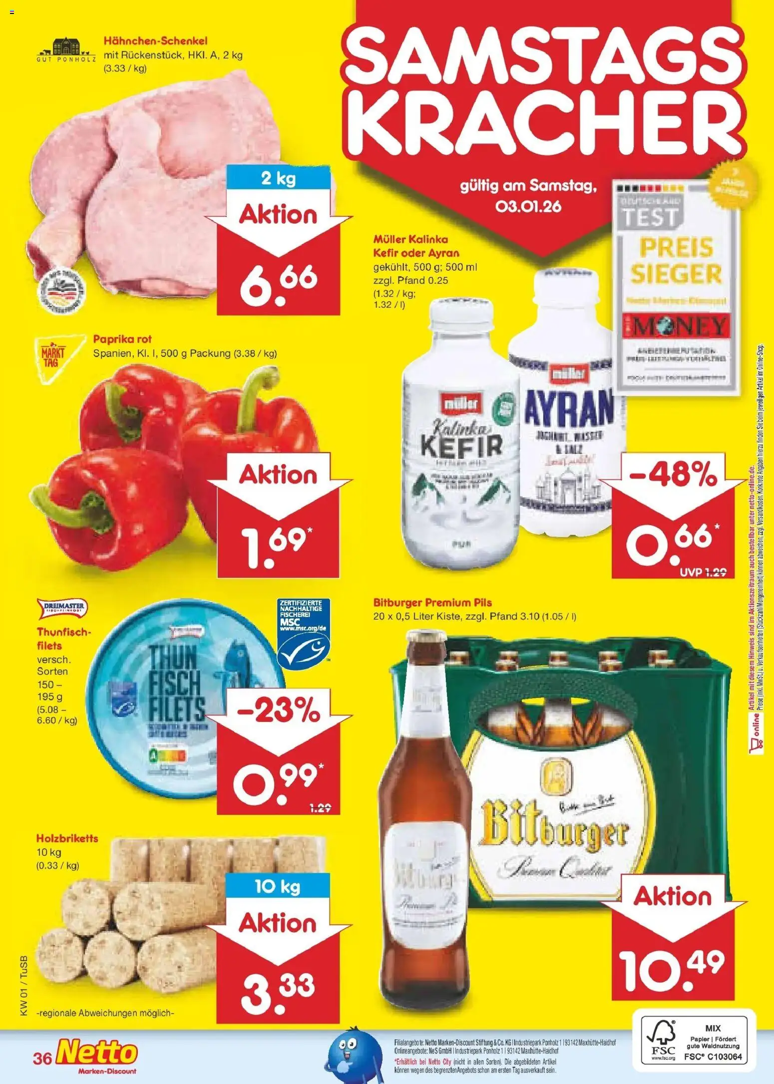 Netto Marken-Discount prospekt Lahr-Langenwinkel	 – gültig ab 28.12.2025 | Seite: 50 | Produkte: Hahnchenschenkel, Paprika rot, Pils, Paprika