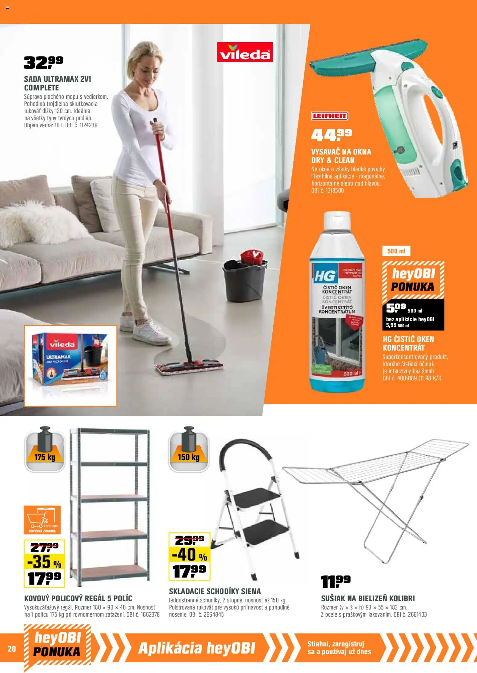Nové OBI akcie – leták je platný od 01.12.2025 | Strana: 20 | Produkty: Regál, Policový regál, Čistič okien, Vysávač