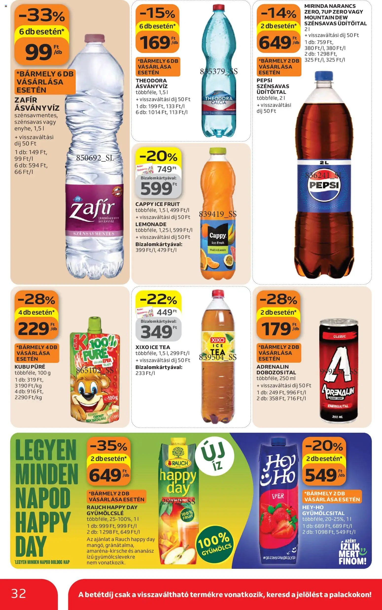 Auchan akciós ujság - amely érvényes a következő dátumtól: 16.04.2026 | Oldal: 32 | Termékek: Gyümölcsital, Ásványvíz, Tea, Multivitamin