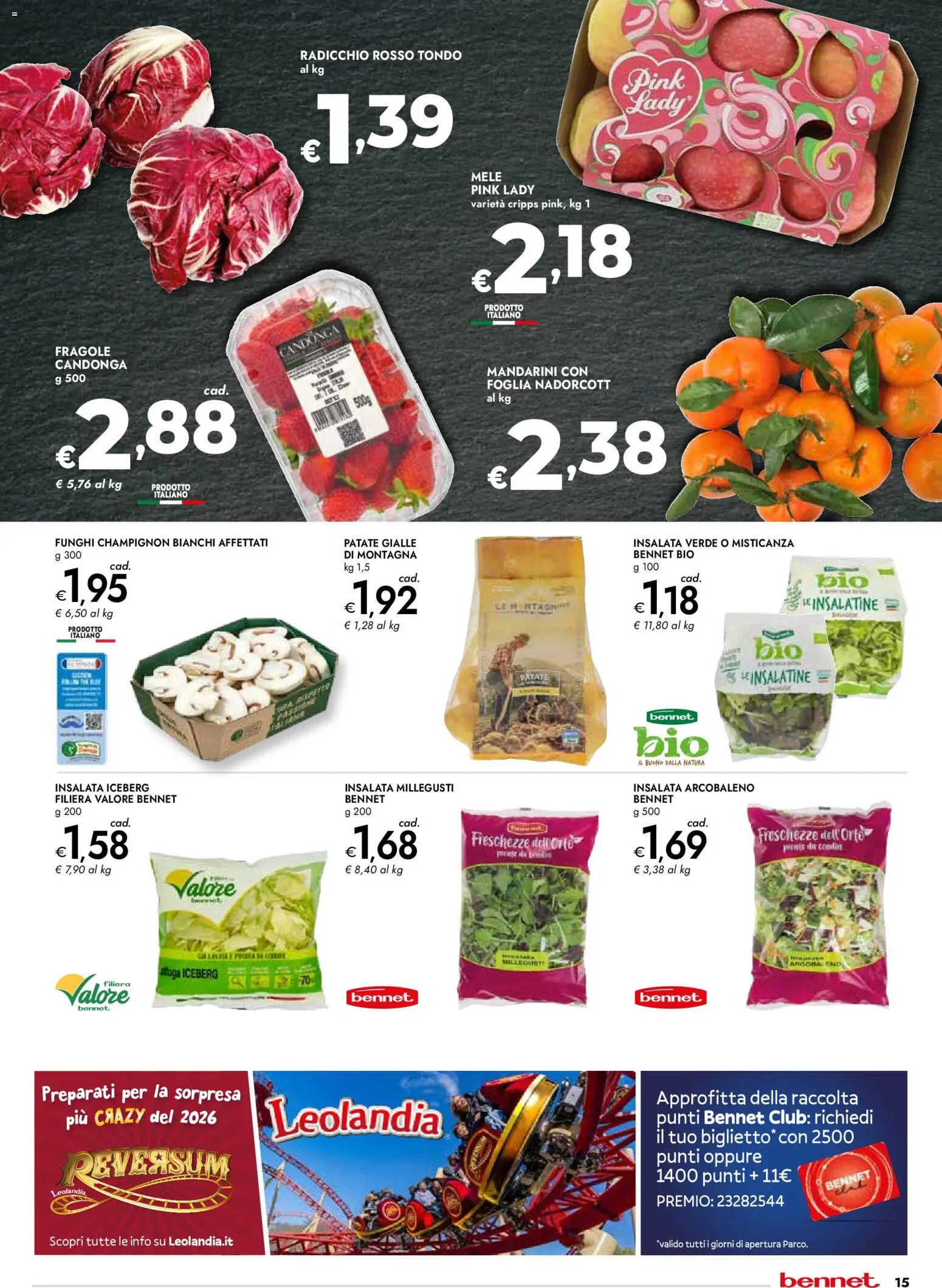 Volantino bennet del 12.03.2026 | Pagina: 15 | Prodotti: Mele, Fragole, Insalata, Funghi