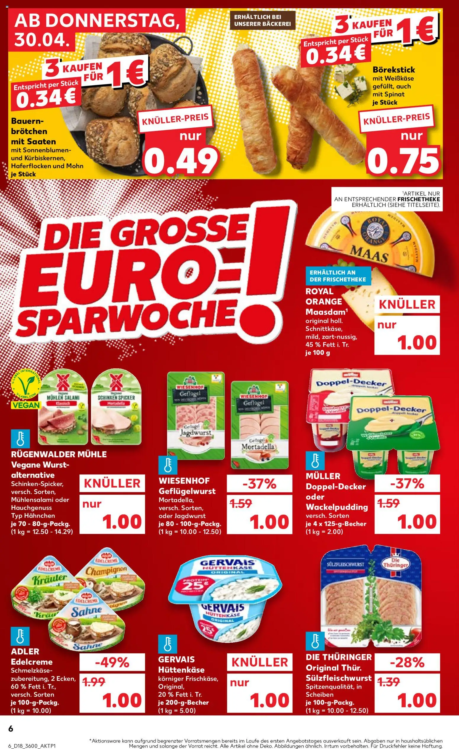 Kaufland Prospekt Leipzig	 – gültig ab 30.04.2026 | Seite: 6 | Produkte: Bäckerei, Pudding, Wurst, Sahne