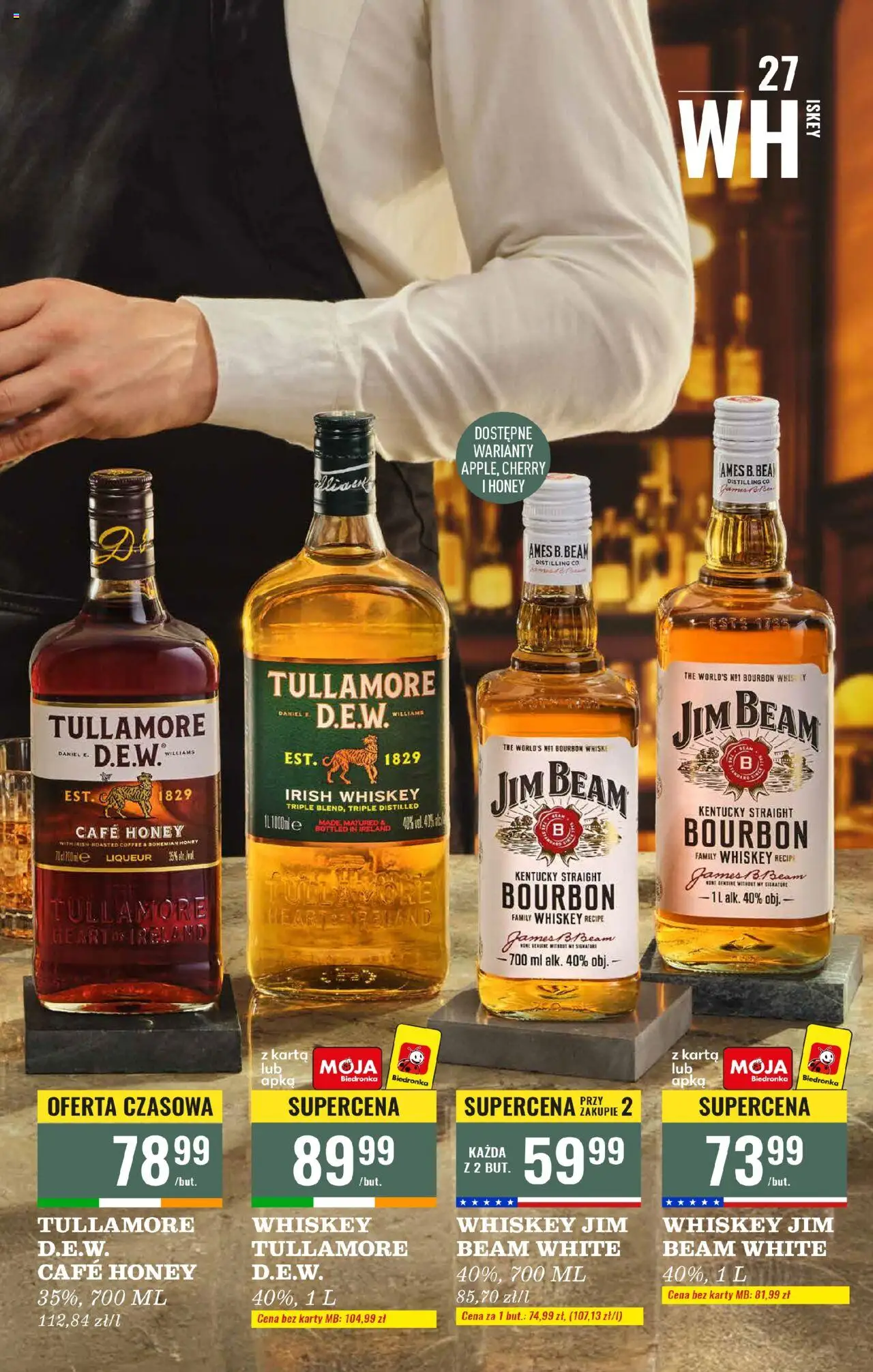 Biedronka gazetka - Czas na toast od 06.10.2025 | Strona: 27 | Produkty: Karta, Bourbon, Jim Beam