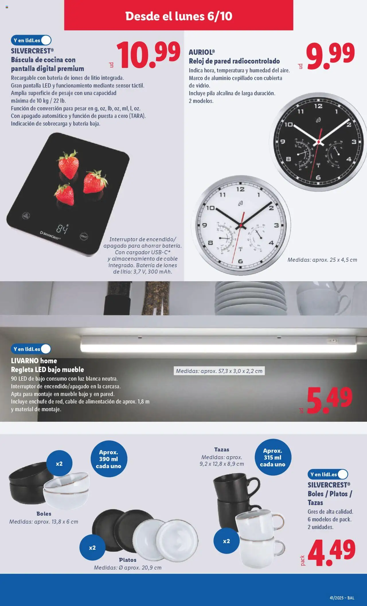 Lidl catálogo de bazar MAD │ válido desde el 06.10.2025 | Página: 9 | Productos: Reloj, Cocina, Marco, Enchufe