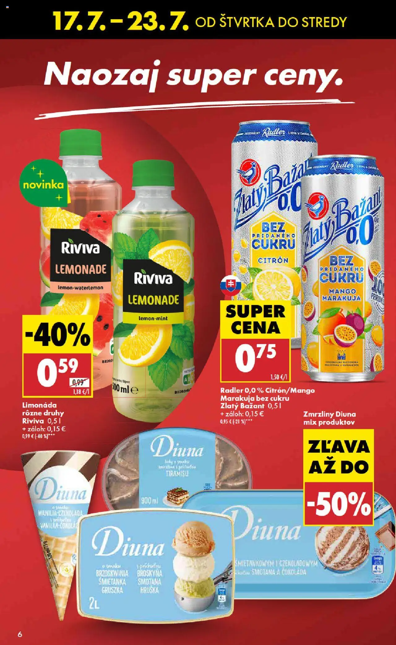 Biedronka leták │ platný od 17.07.2025 | Strana: 6 | Produkty: Smotana, Radler, Zlatý Bažant, Mango
