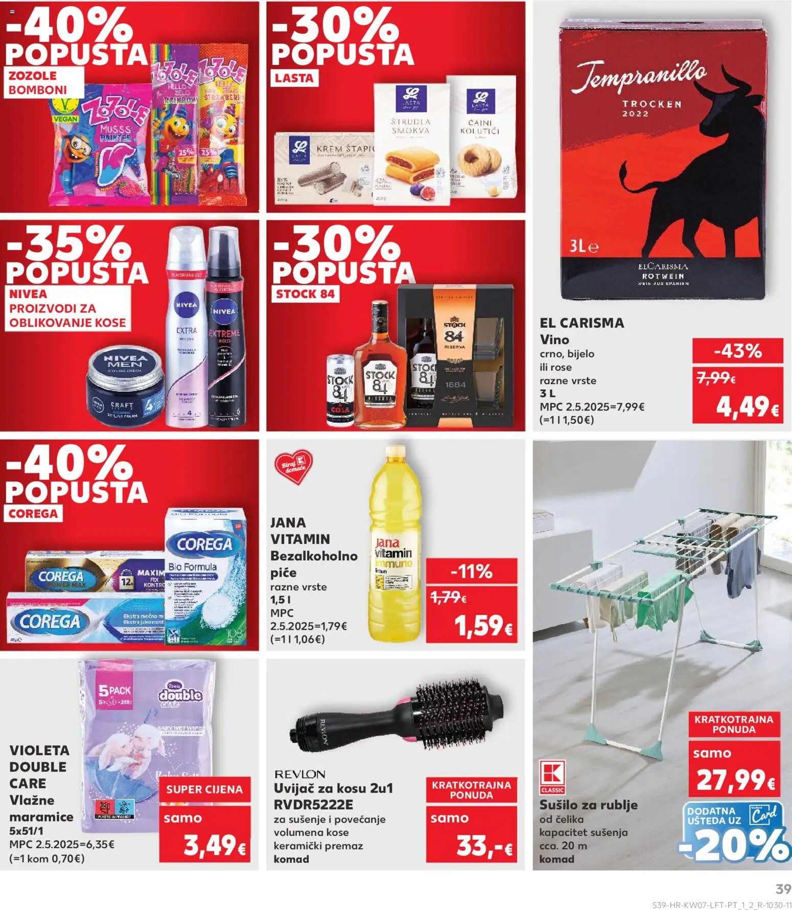 Kaufland katalog | vrijedi od 11.02.2026 | Stranica: 39 | Proizvodi: Čajni kolutići, Vlažne maramice, Bomboni, Sušilo za rublje