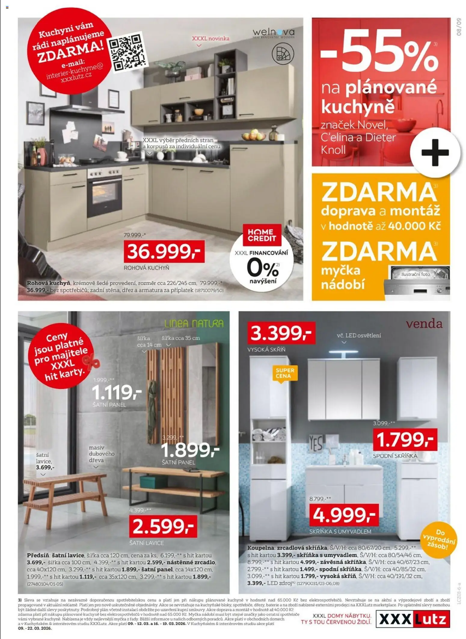 XXXLutz leták - Sleva 25 % na téměř vše od 09.03.2026 | Strana: 9 | Produkty: Myčka nádobí, Skříňka, Lavice, LED