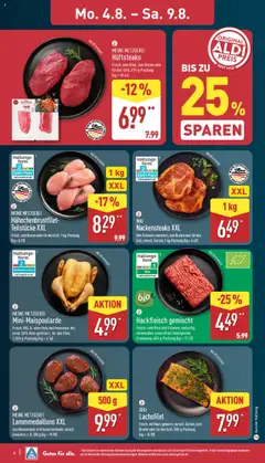Aldi Prospekt 	 - gültig ab dem 04.08.2025 | Seite: 4 | Produkte: Nackensteaks, Hackfleisch