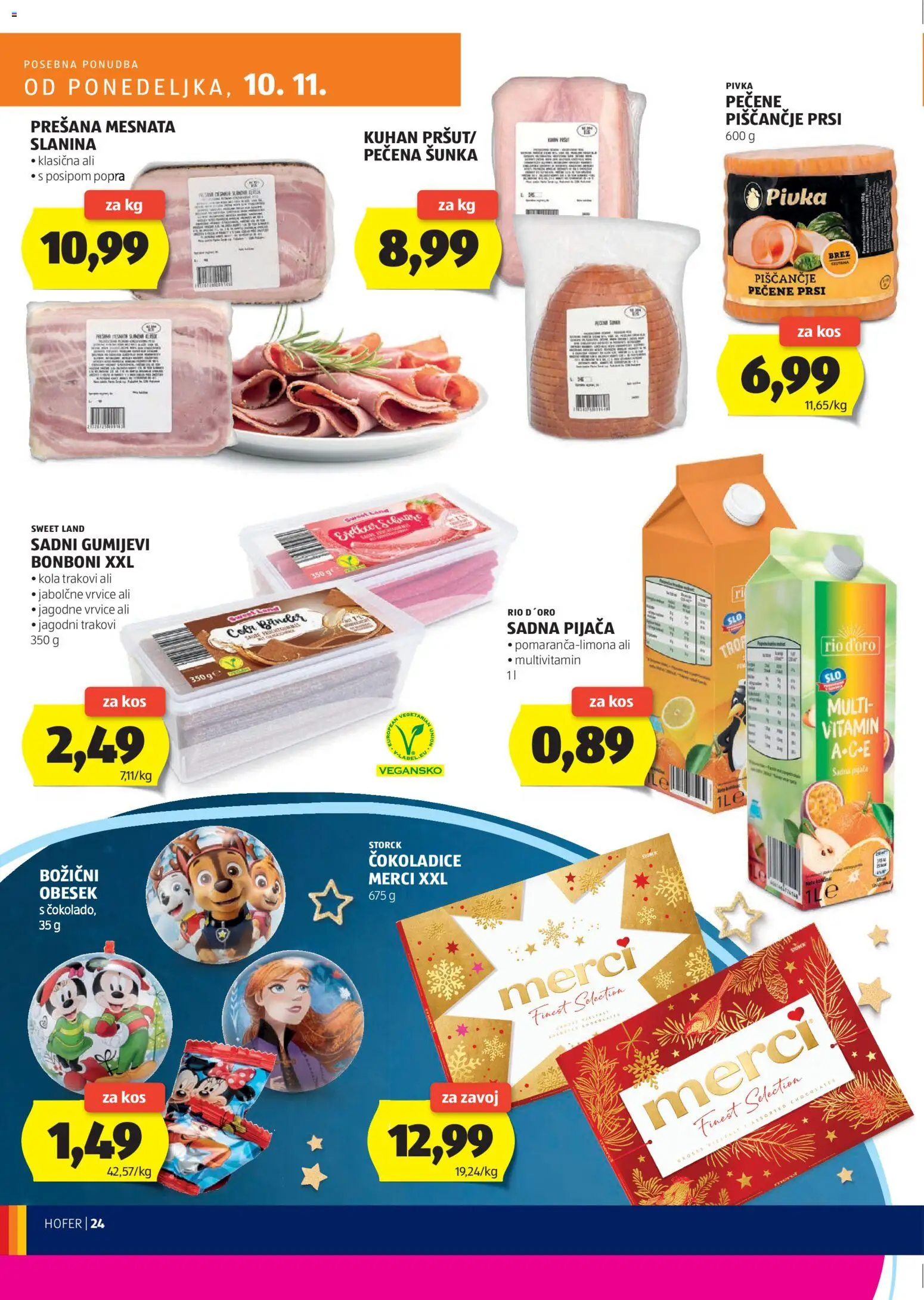 Hofer SI katalog | vrijedi od 06.11.2025 | Stranica: 24 | Proizvodi: Šunka, Slanina, Merci