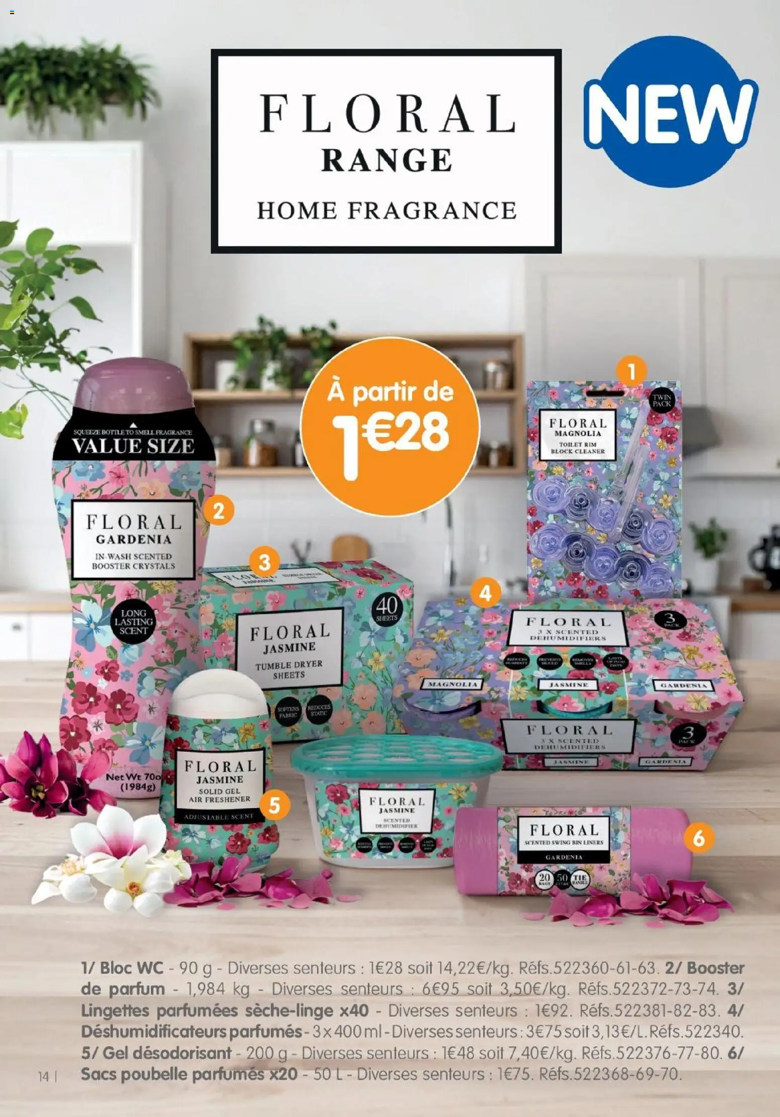 {H1} | Page: 14 | Produits: Parfum, Désodorisant, bloc WC, Sacs poubelle