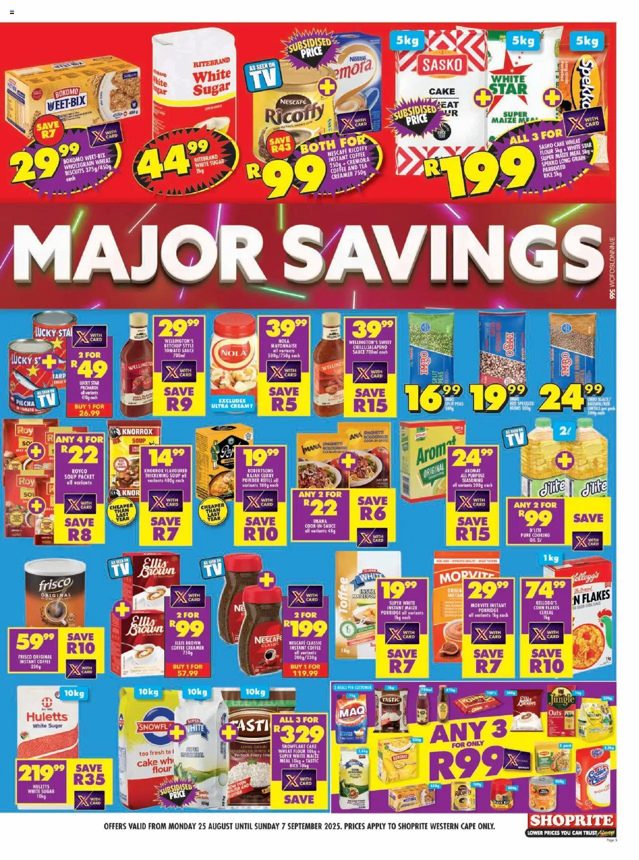 Shoprite Western Cape - Major League Deals │ valid from 25.08.2025 | Page: 5 | Products: Biscuits, Powder, Sugar, Chilli