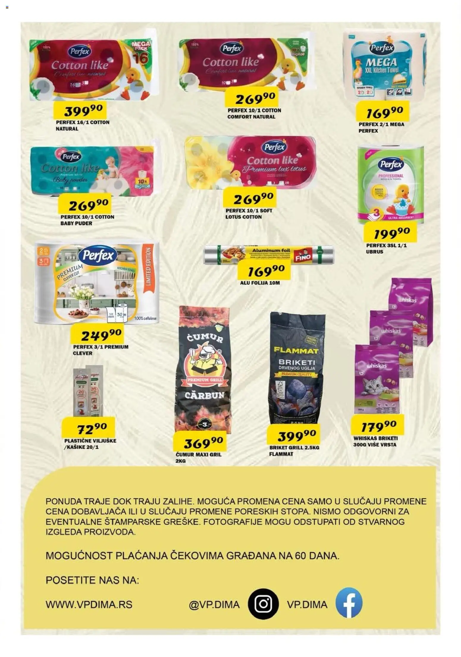 VP Dima katalog - važi od 09.04.2026 | Strana: 16 | Proizvode: Briket, Ubrus, Puder, Whiskas