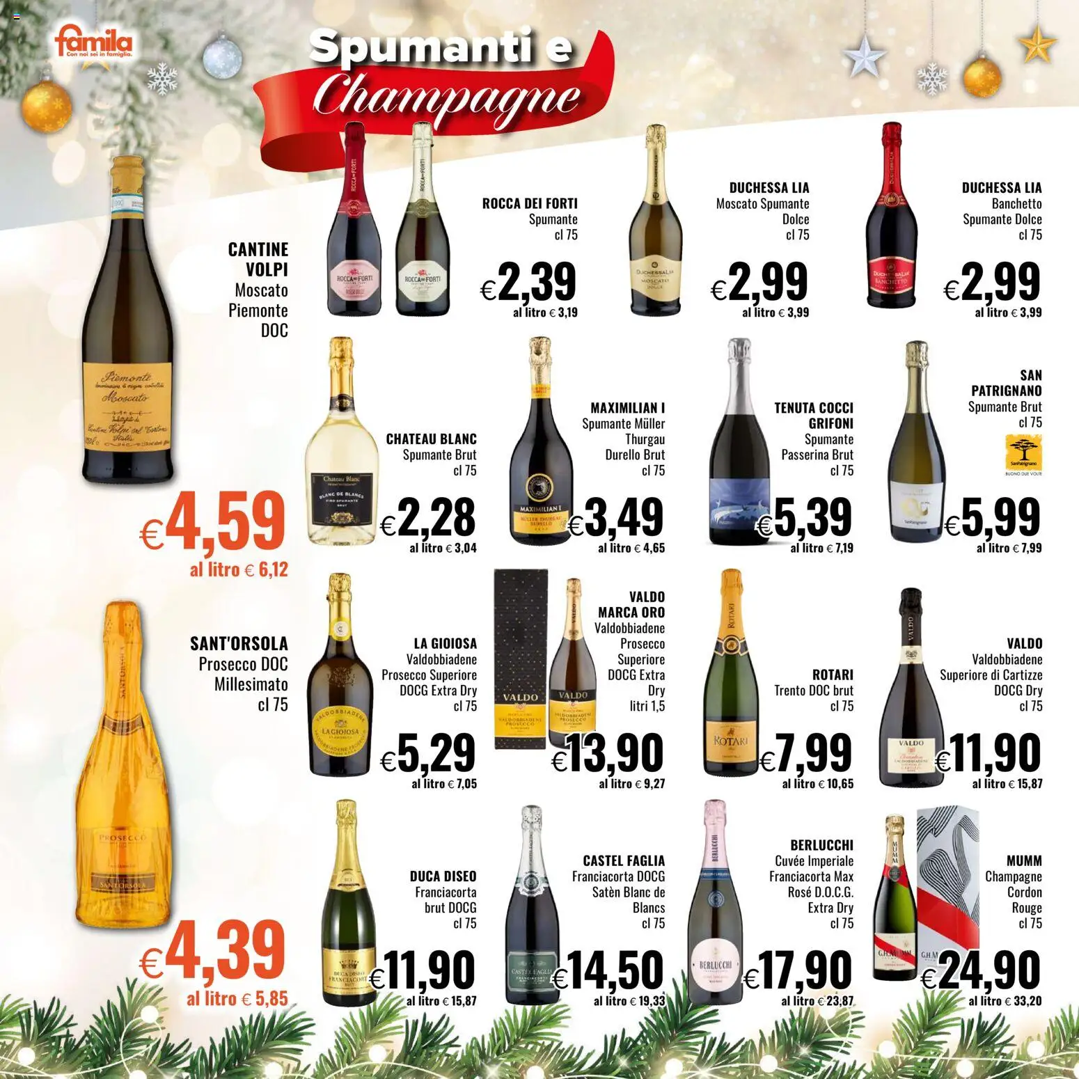Volantino Famila del 11.12.2025 | Pagina: 14 | Prodotti: Prosecco, Spumante, Champagne
