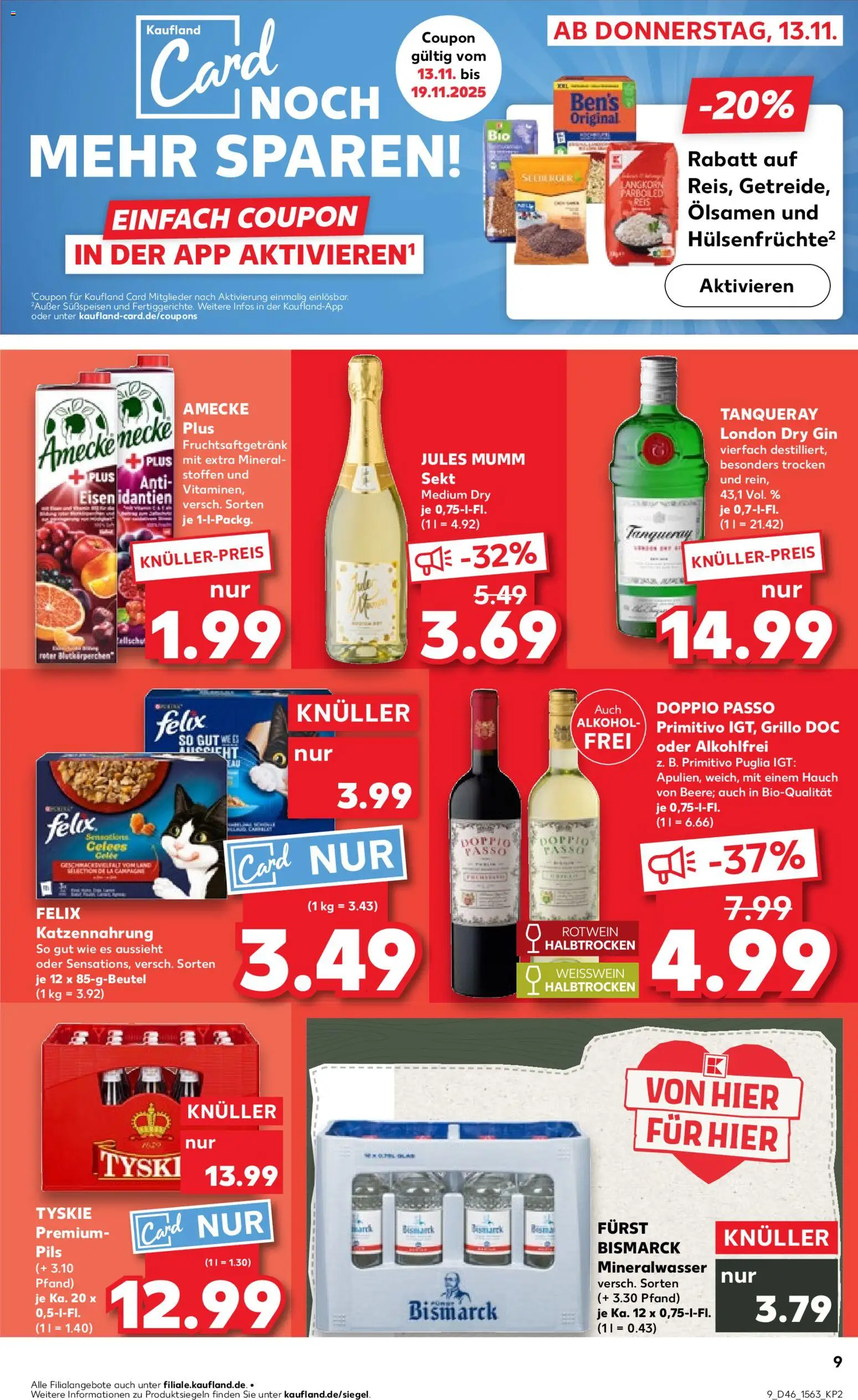 Kaufland prospekt Kiel	 – gültig ab 13.11.2025 | Seite: 9 | Produkte: Rotwein, Sekt, Pils, Gin