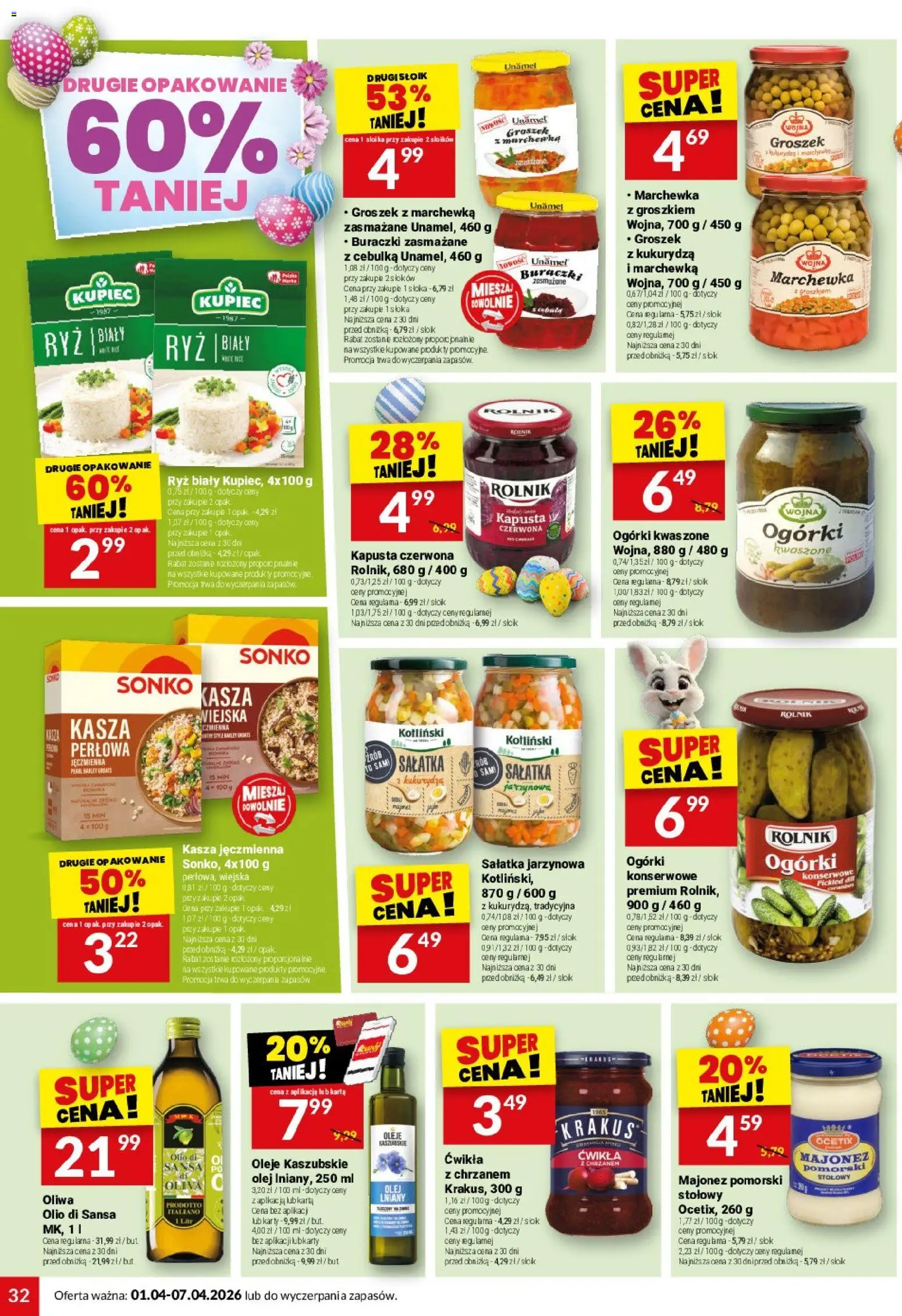Twój Market gazetka od 01.04.2026 | Strona: 32 | Produkty: Kapusta, Groszek, Olej, Ogórki