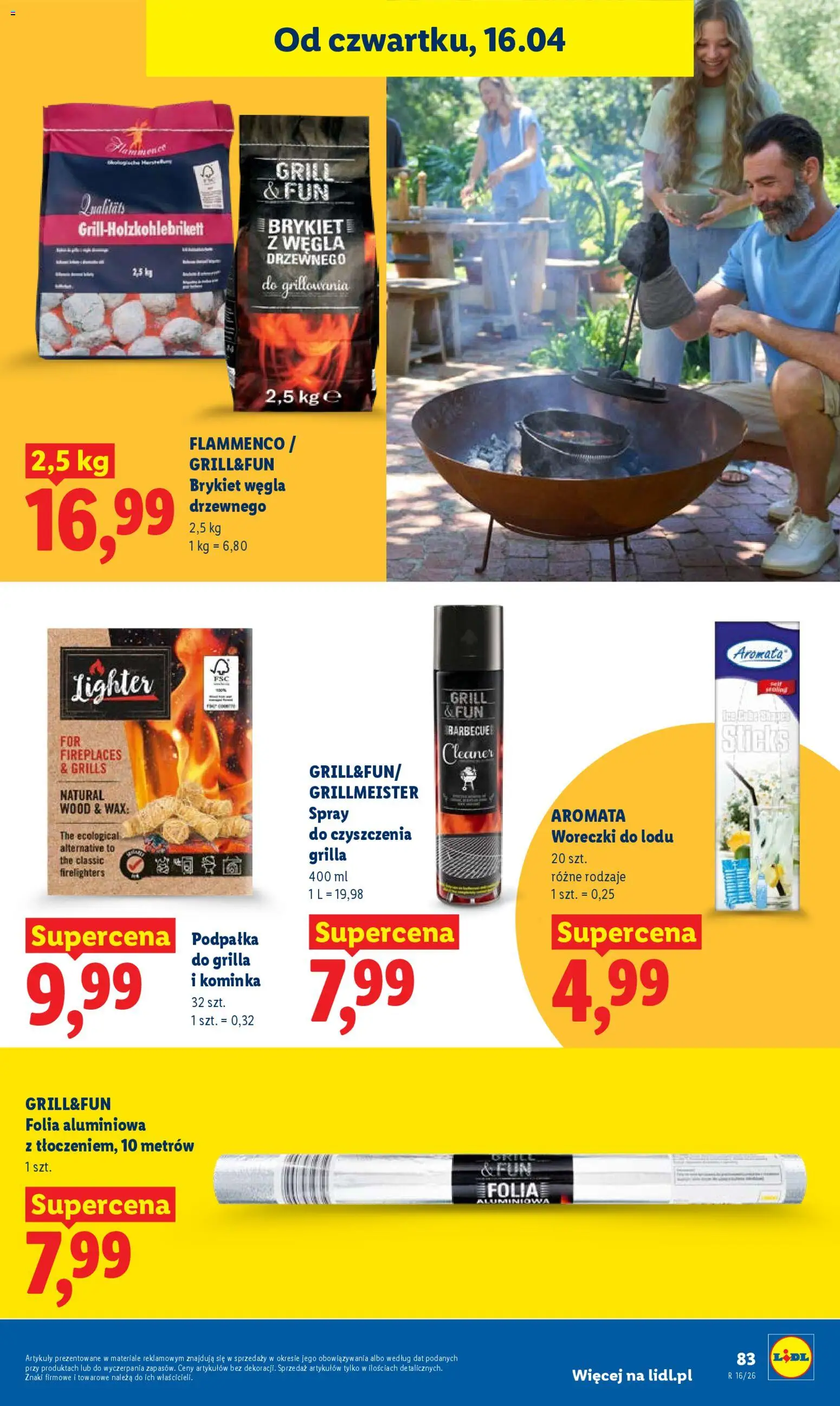 Lidl gazetka od 16.04.2026 | Strona: 83 | Produkty: Brykiet węgla drzewnego, Grill, Cleaner, Woreczki do lodu