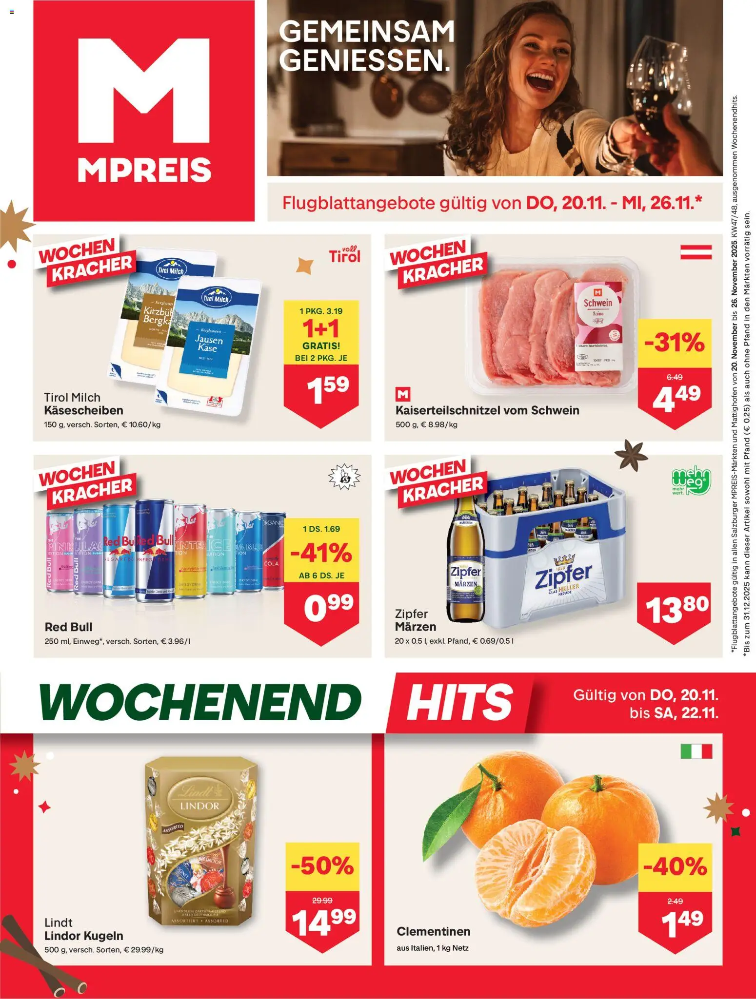 MPREIS Altenmarkt im Pongau gültig ab 20.11.2025 | Seite: 1 | Produkte: Milch, Käse