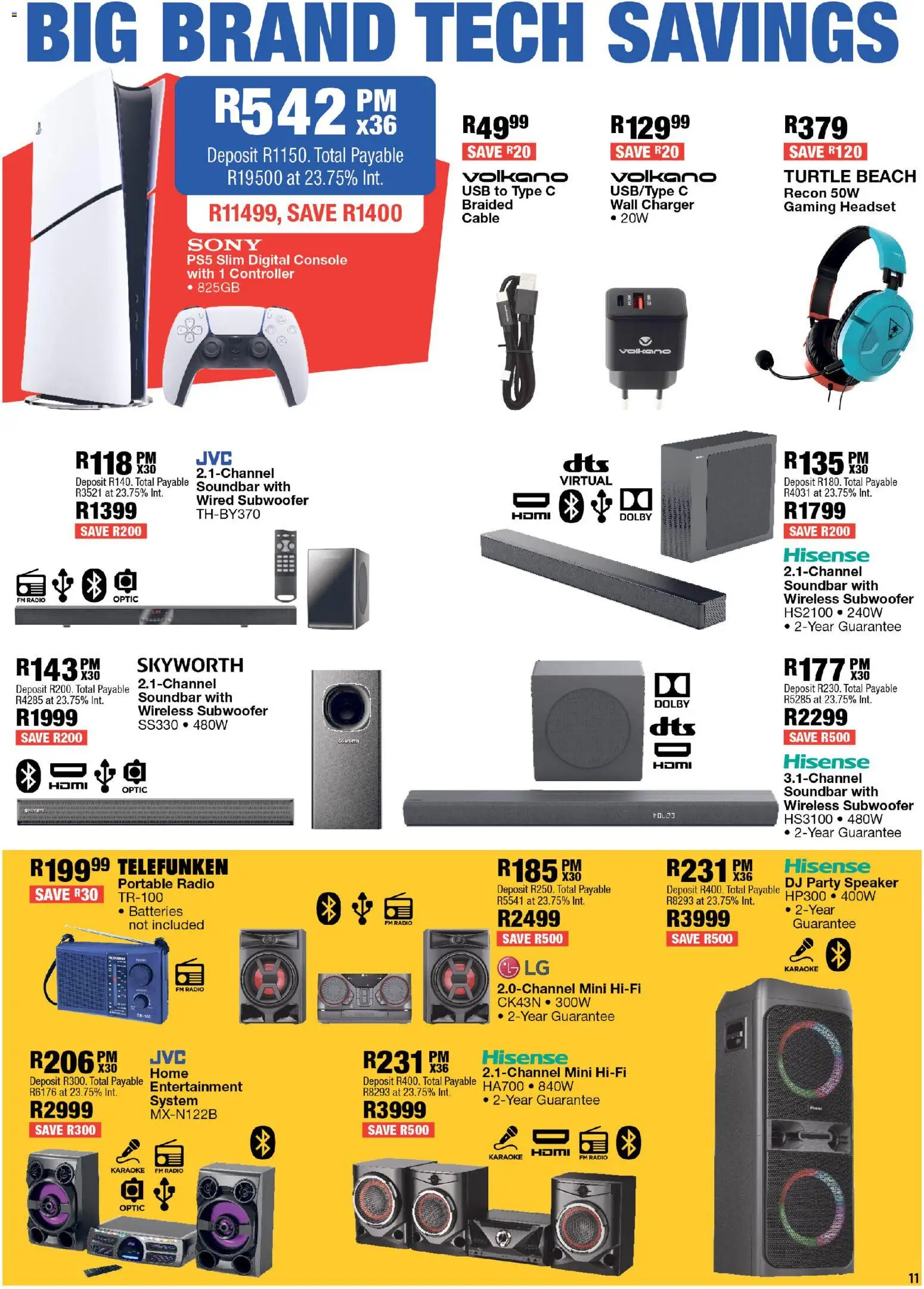 New OK Furniture catalogue – valid from 06.04.2026 | Page: 11 | Products: Cable, Charger, Soundbar, Subwoofer