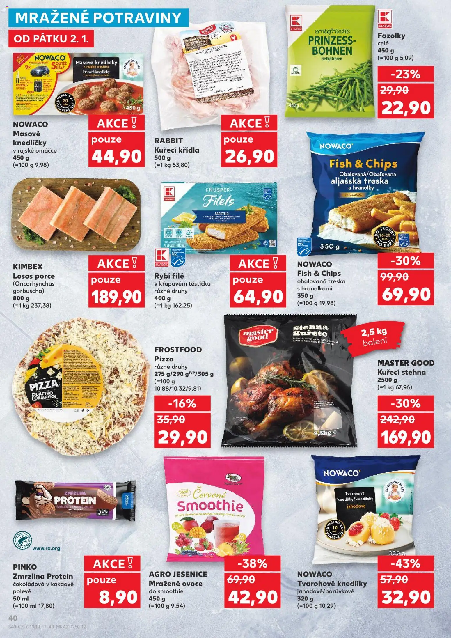 Kaufland leták - Praha 8 od 02.01.2026 | Strana: 40 | Produkty: Treska, Mražené ovoce, Smoothie, Rybí filé