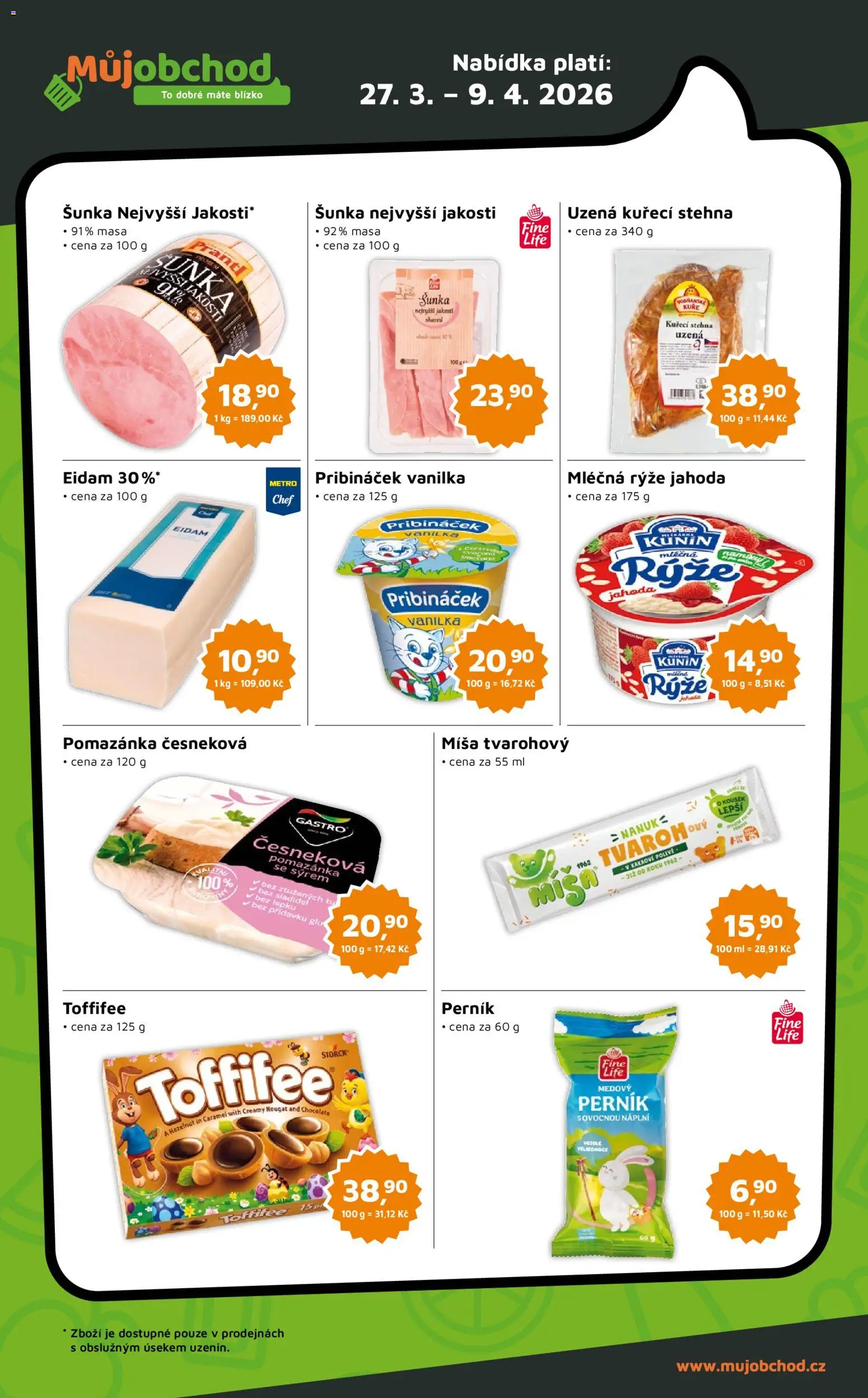 Můj obchod leták - Brand od 27.03.2026 | Strana: 2 | Produkty: Šunka, Rýže, Toffifee, Eidam